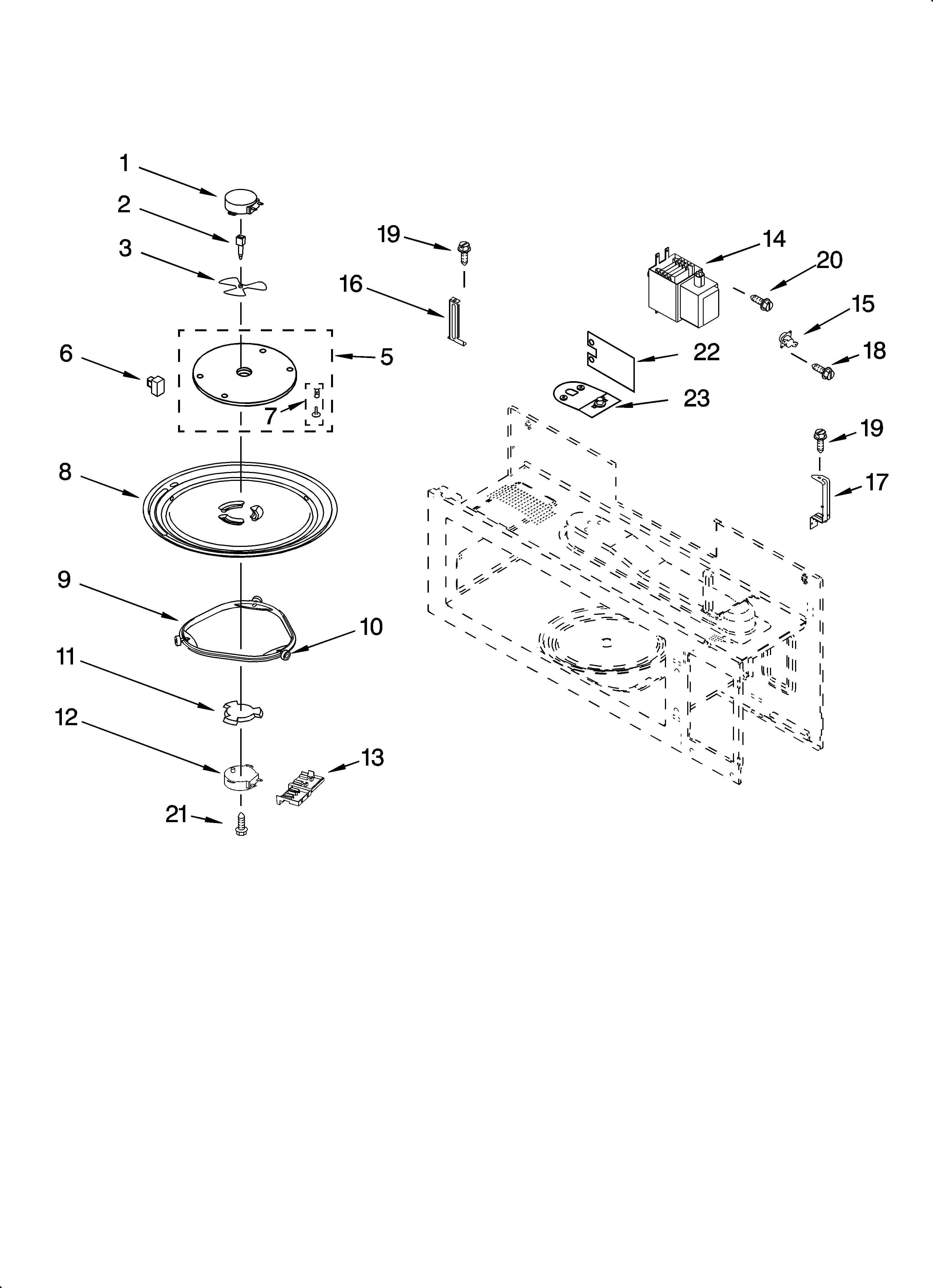 Magnetron and turntable parts