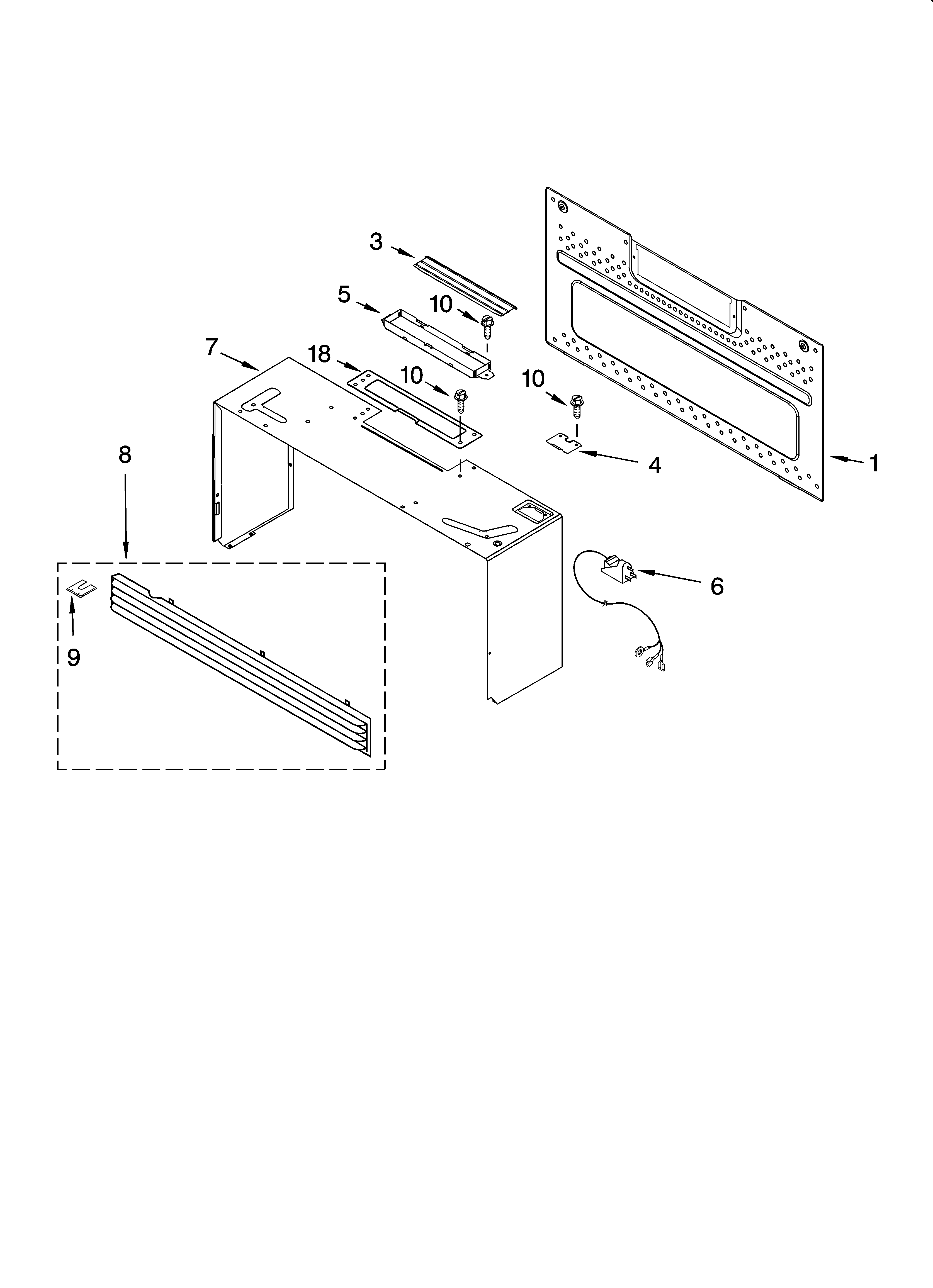 Cabinet and installation parts
