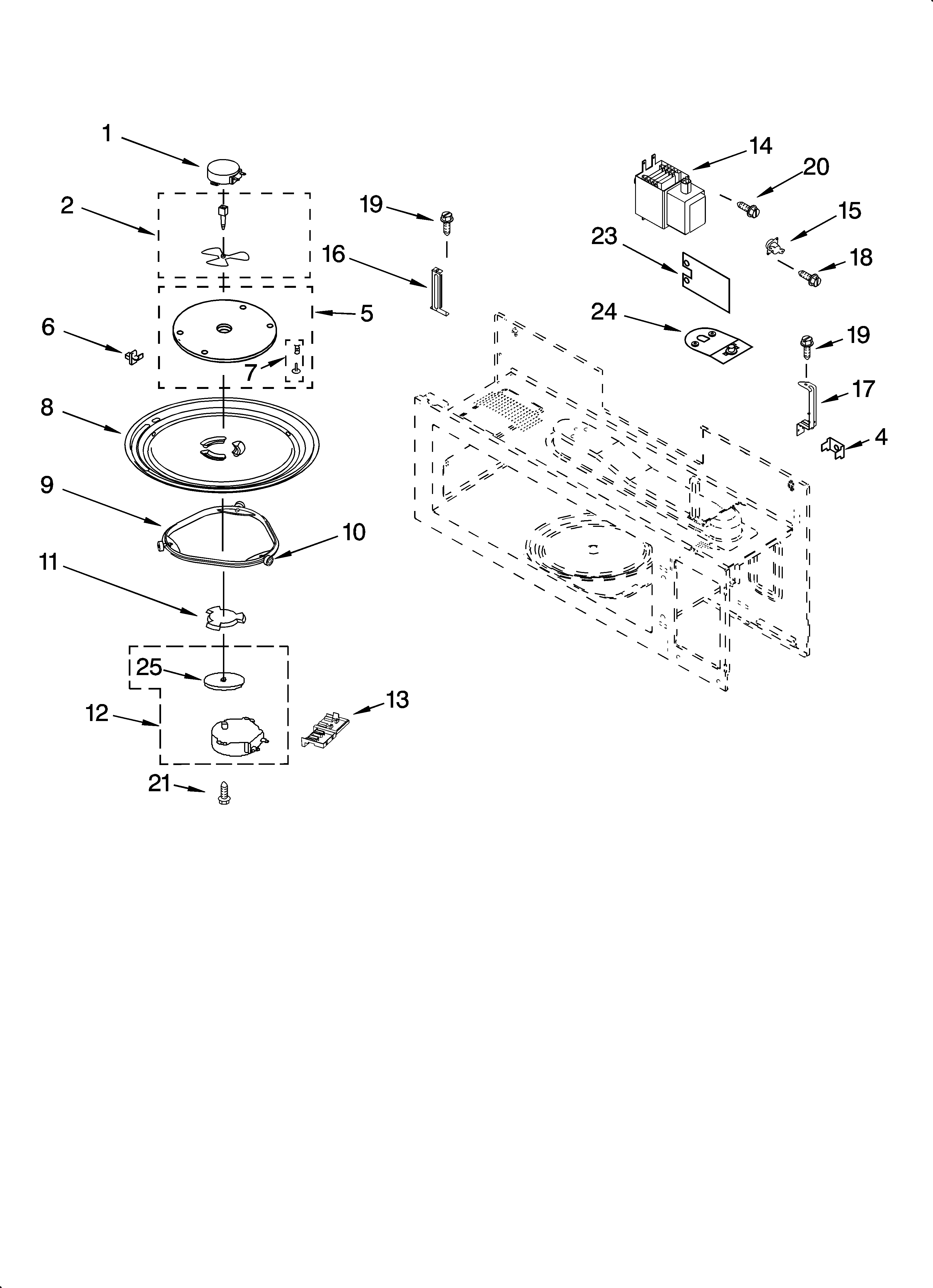 Magnetron and turntable parts