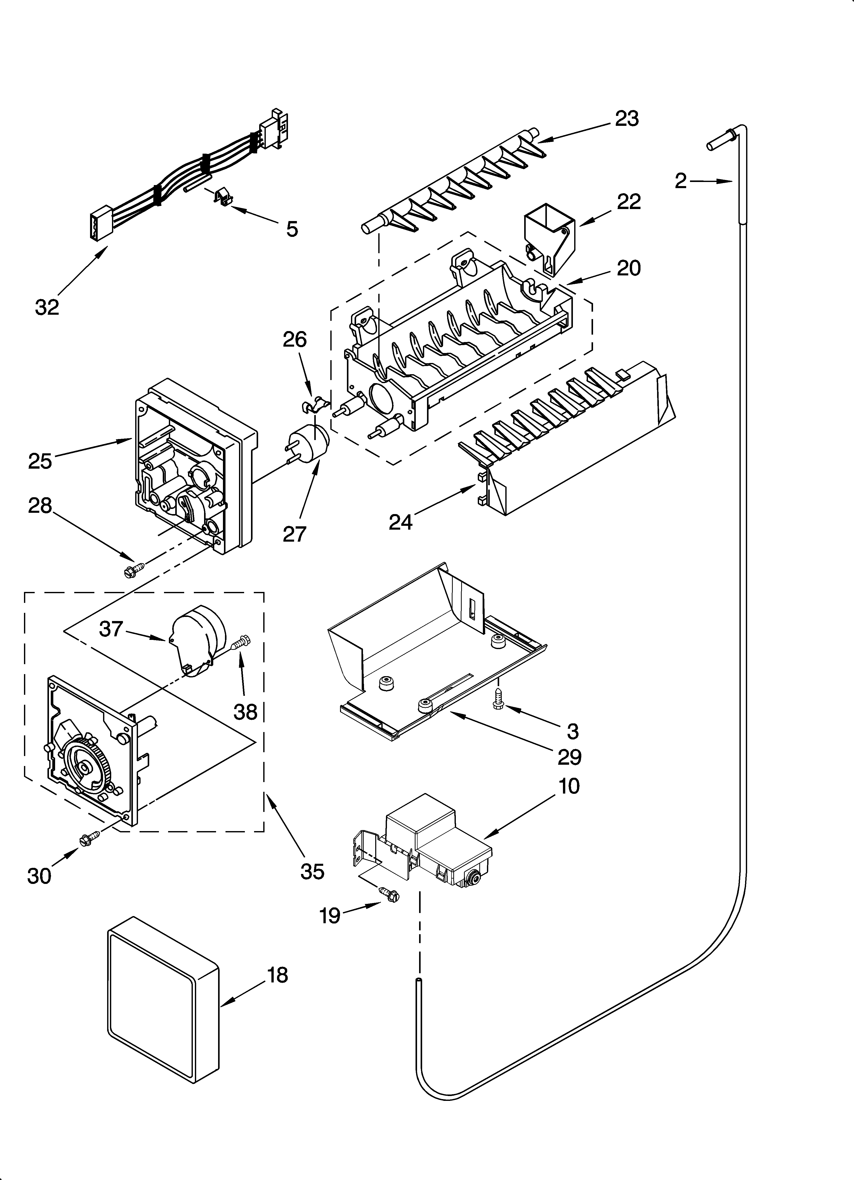 Icemaker parts, optional parts (not included)