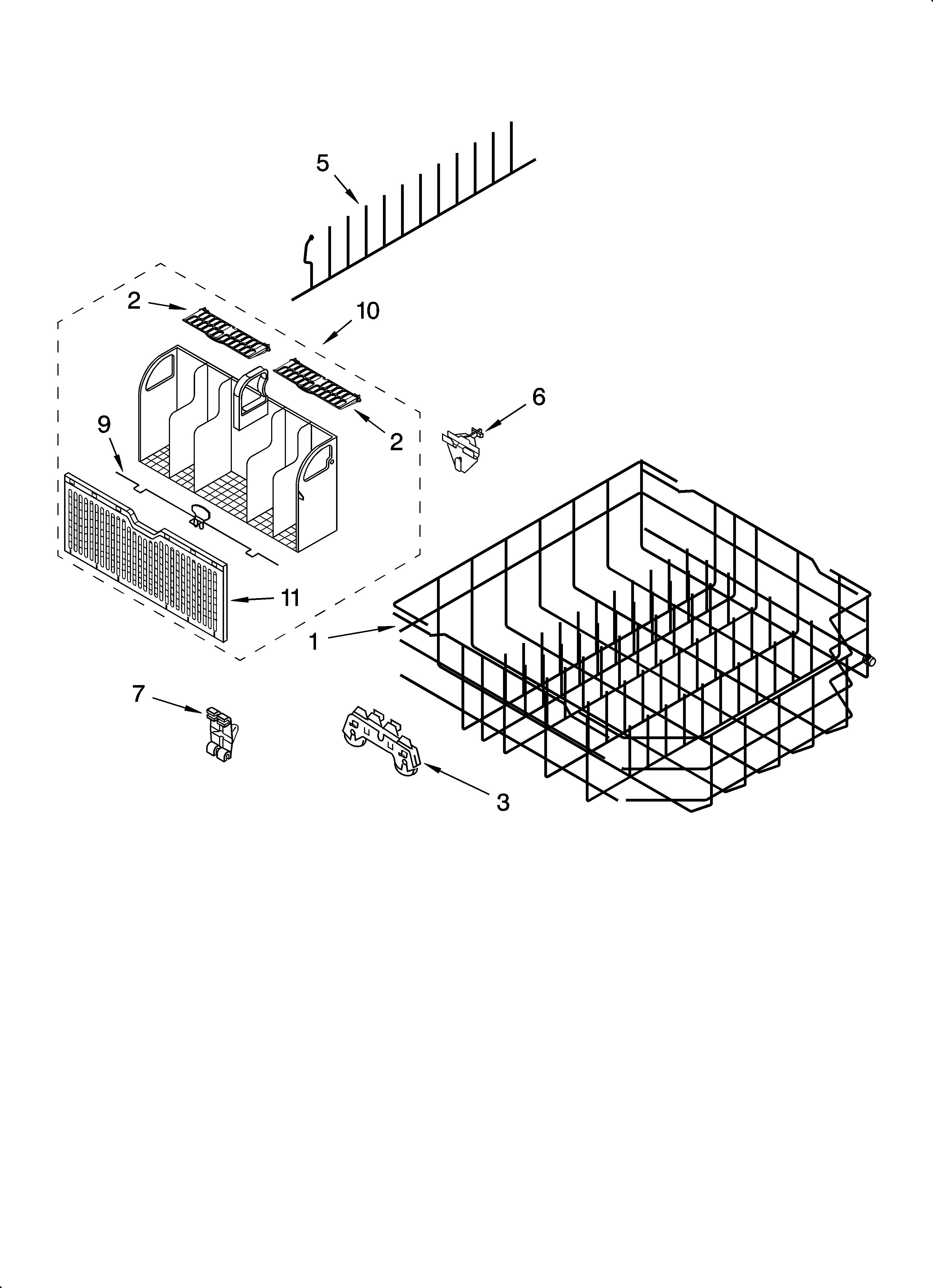 Lower rack parts, optional parts (not included)