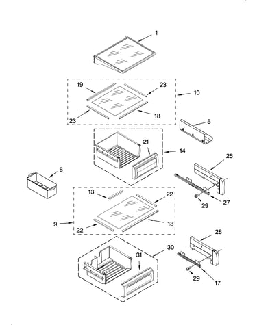 Refrigerator shelf parts