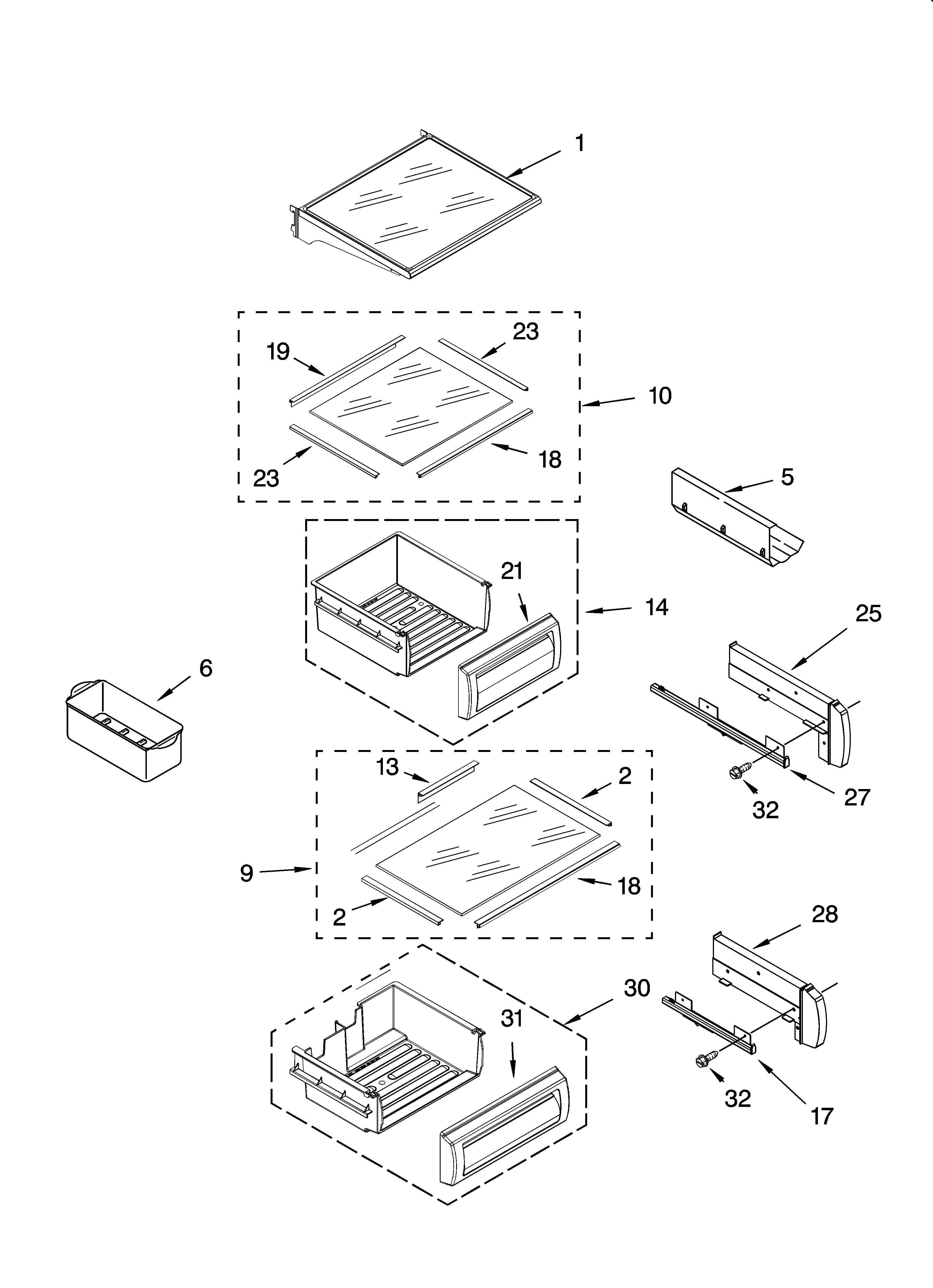 Refrigerator shelf parts