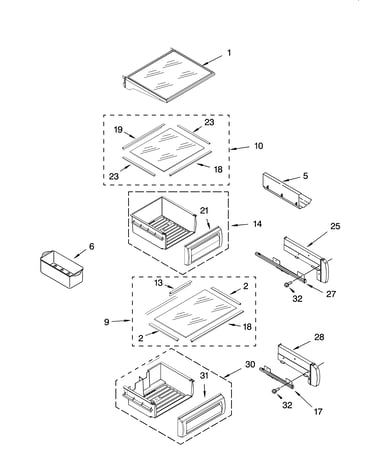 Refrigerator shelf parts