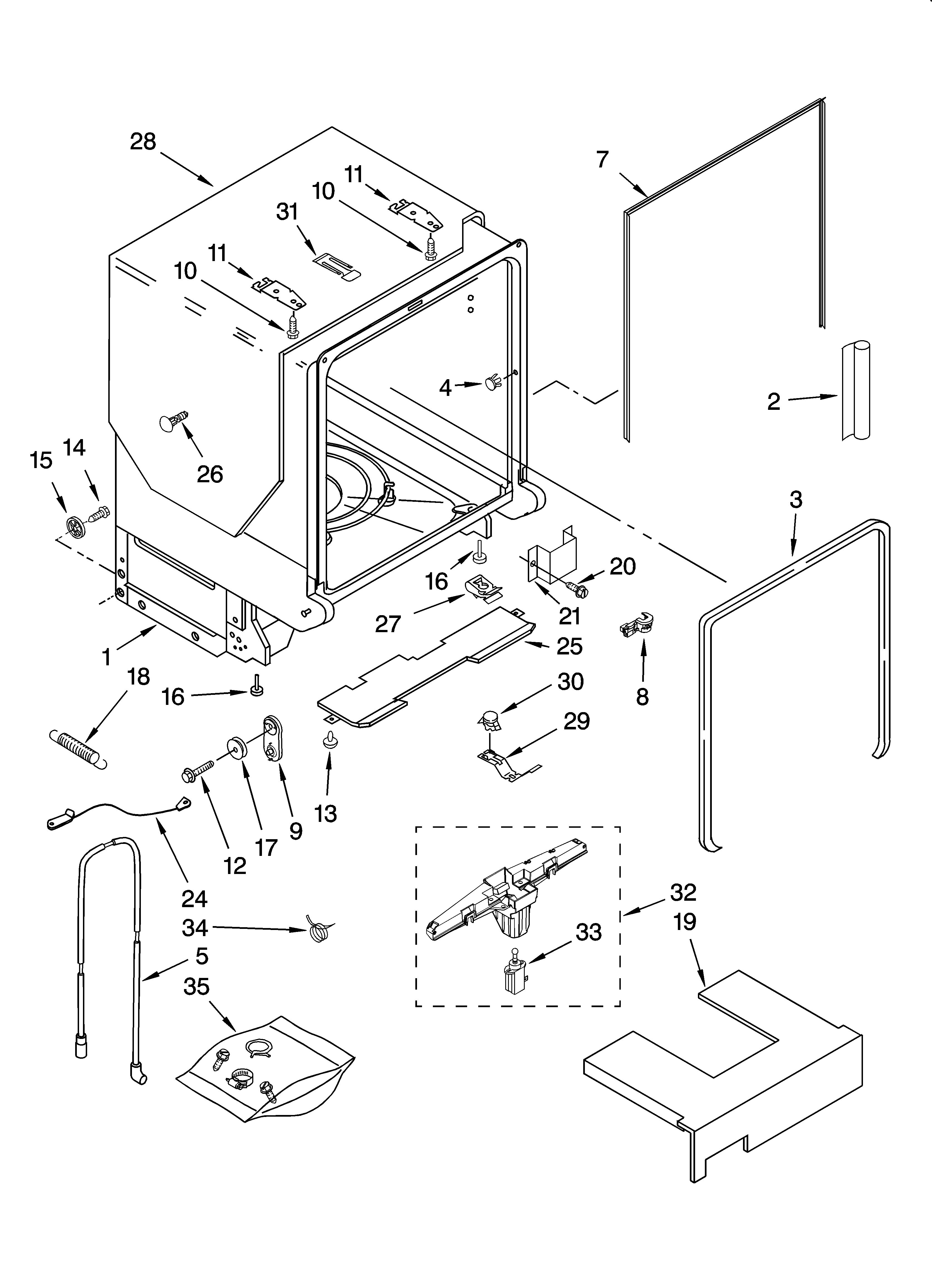 Tub and frame parts