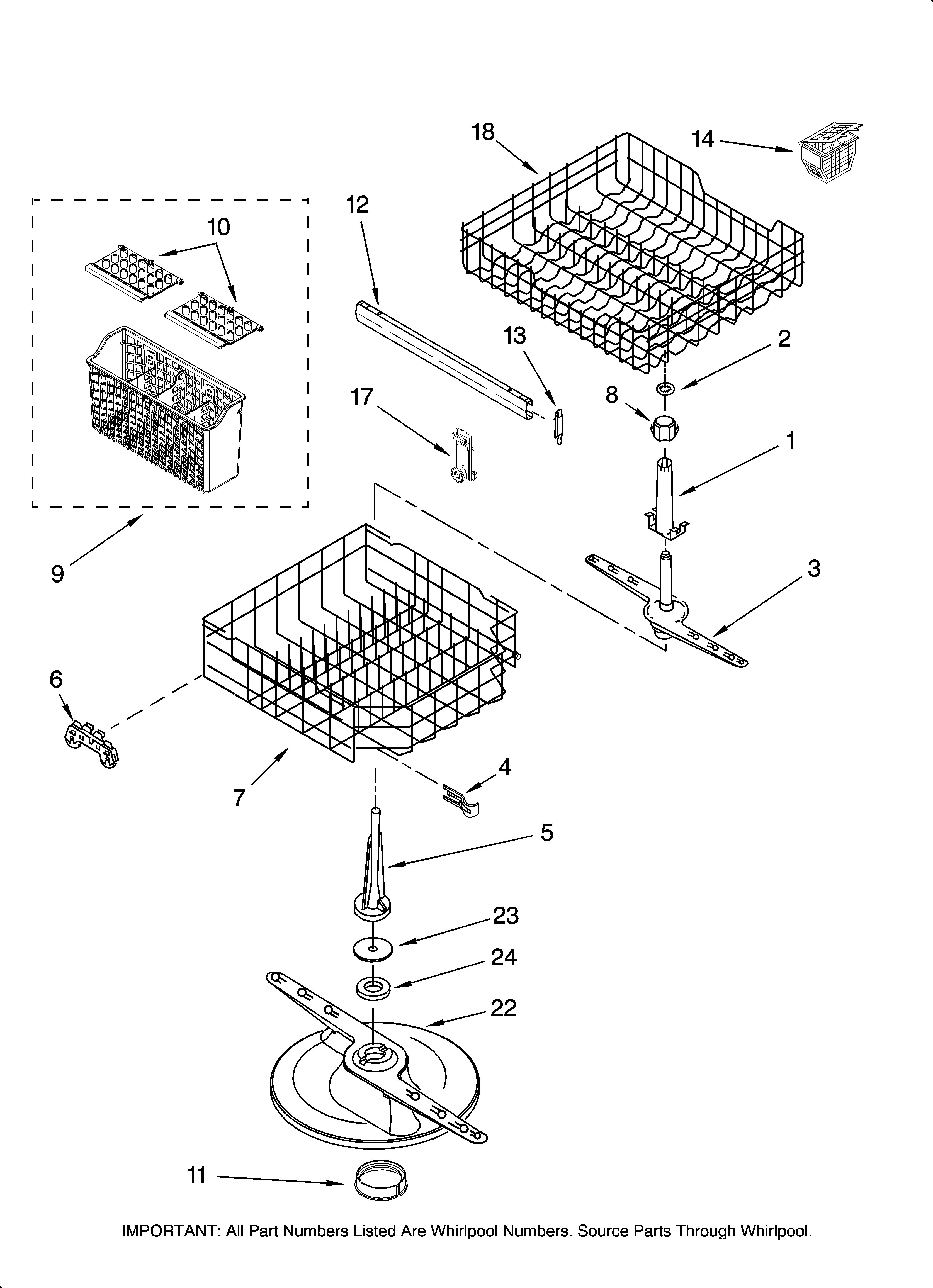 UPPER DISHRACK AND WATER FEED PARTS, OPTIONAL PARTS (N