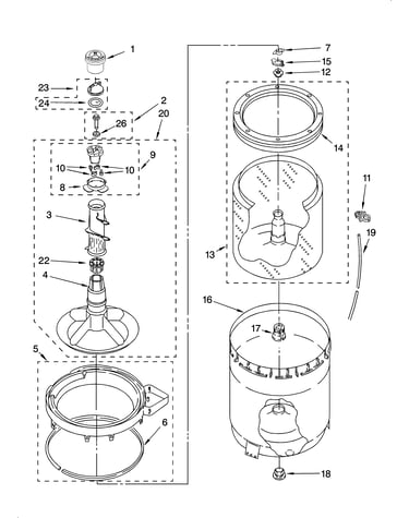 Agitator, basket and tub parts