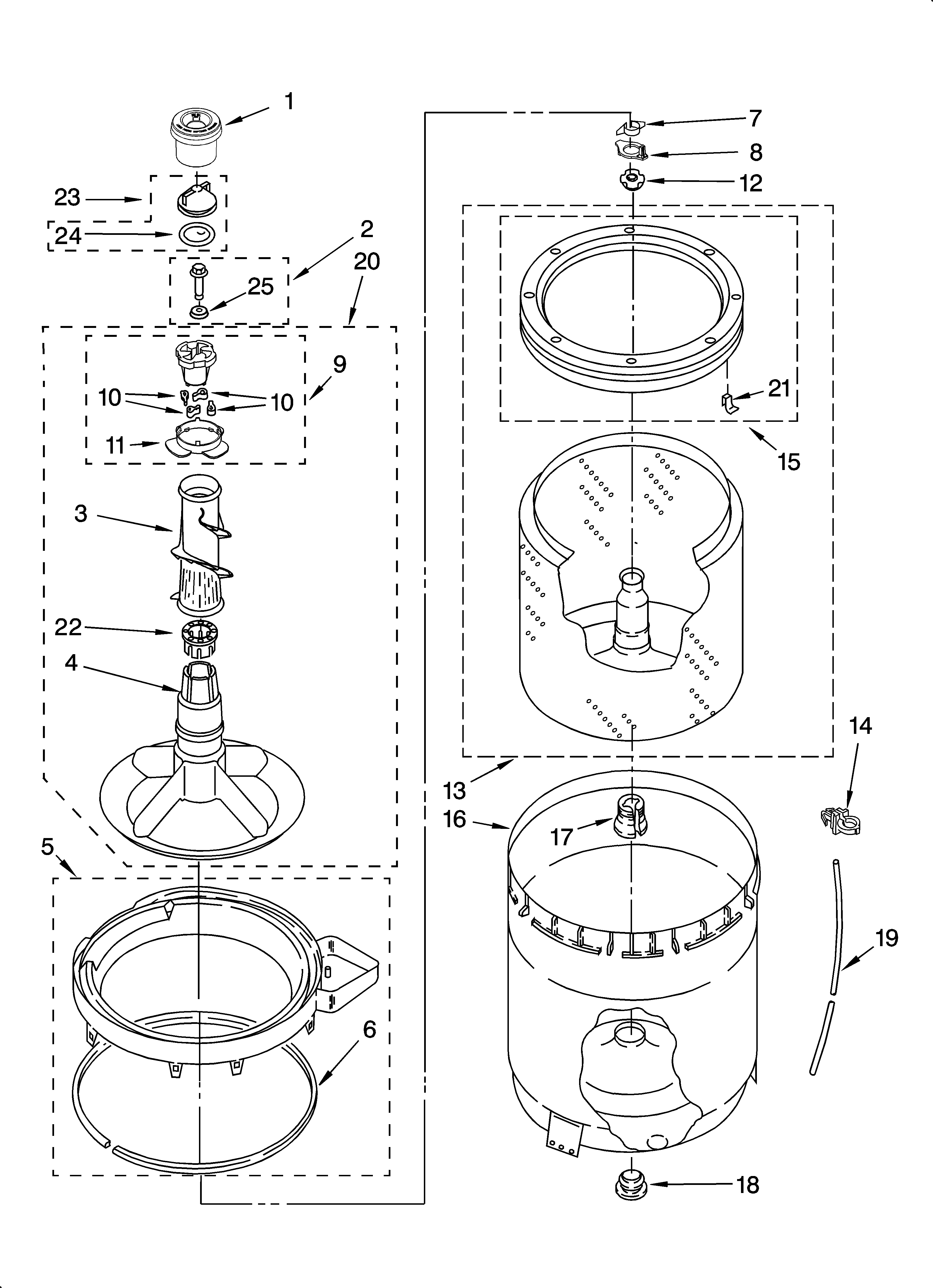Agitator, basket and tub parts