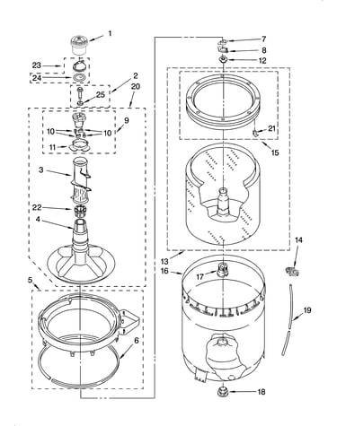 Agitator, basket and tub parts
