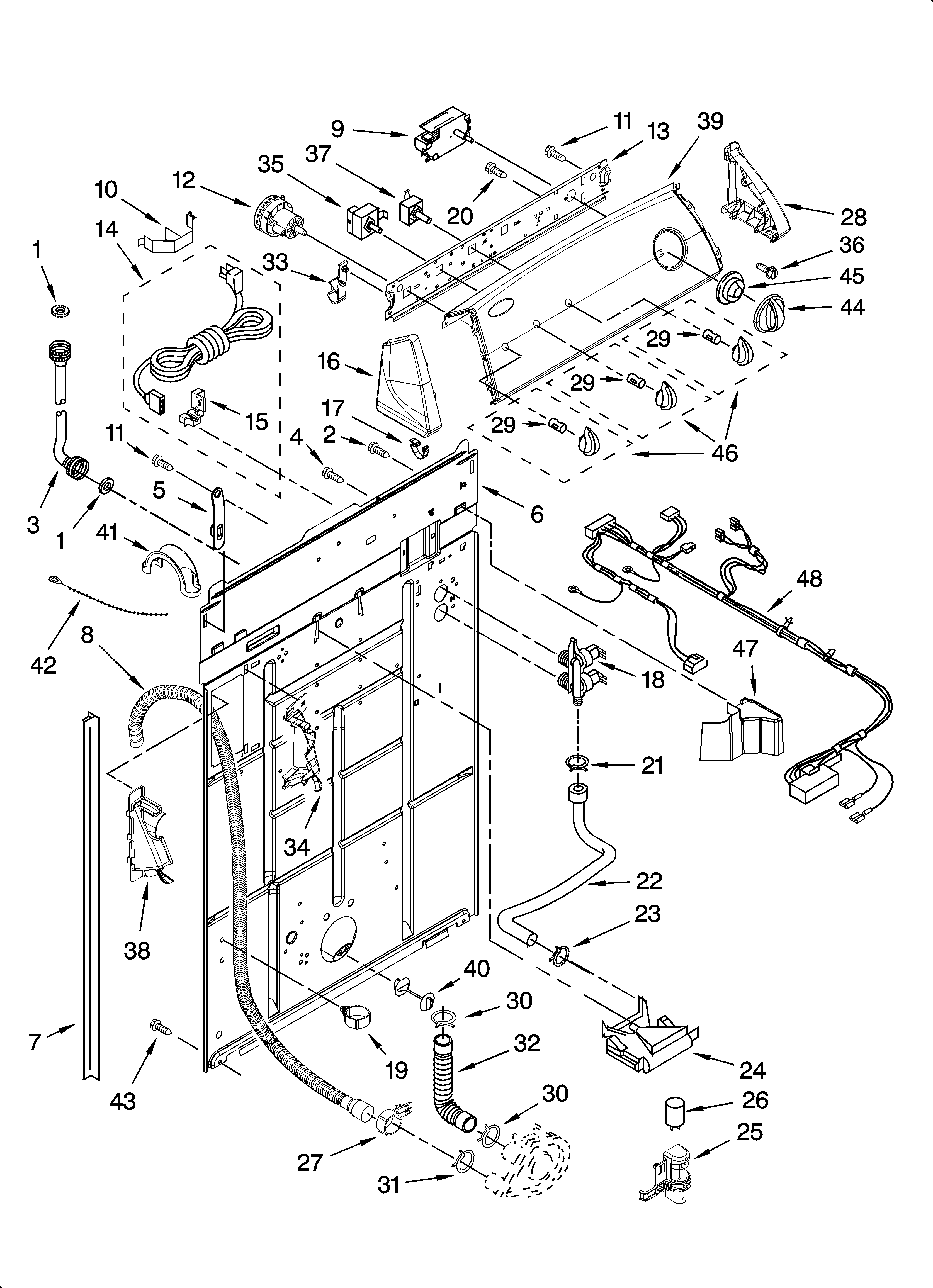 Controls and rear panel parts