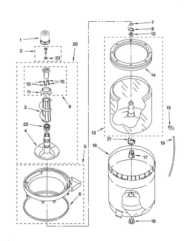 Agitator, basket and tub parts