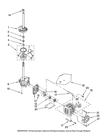 Brake, clutch, gearcase, motor and pump parts