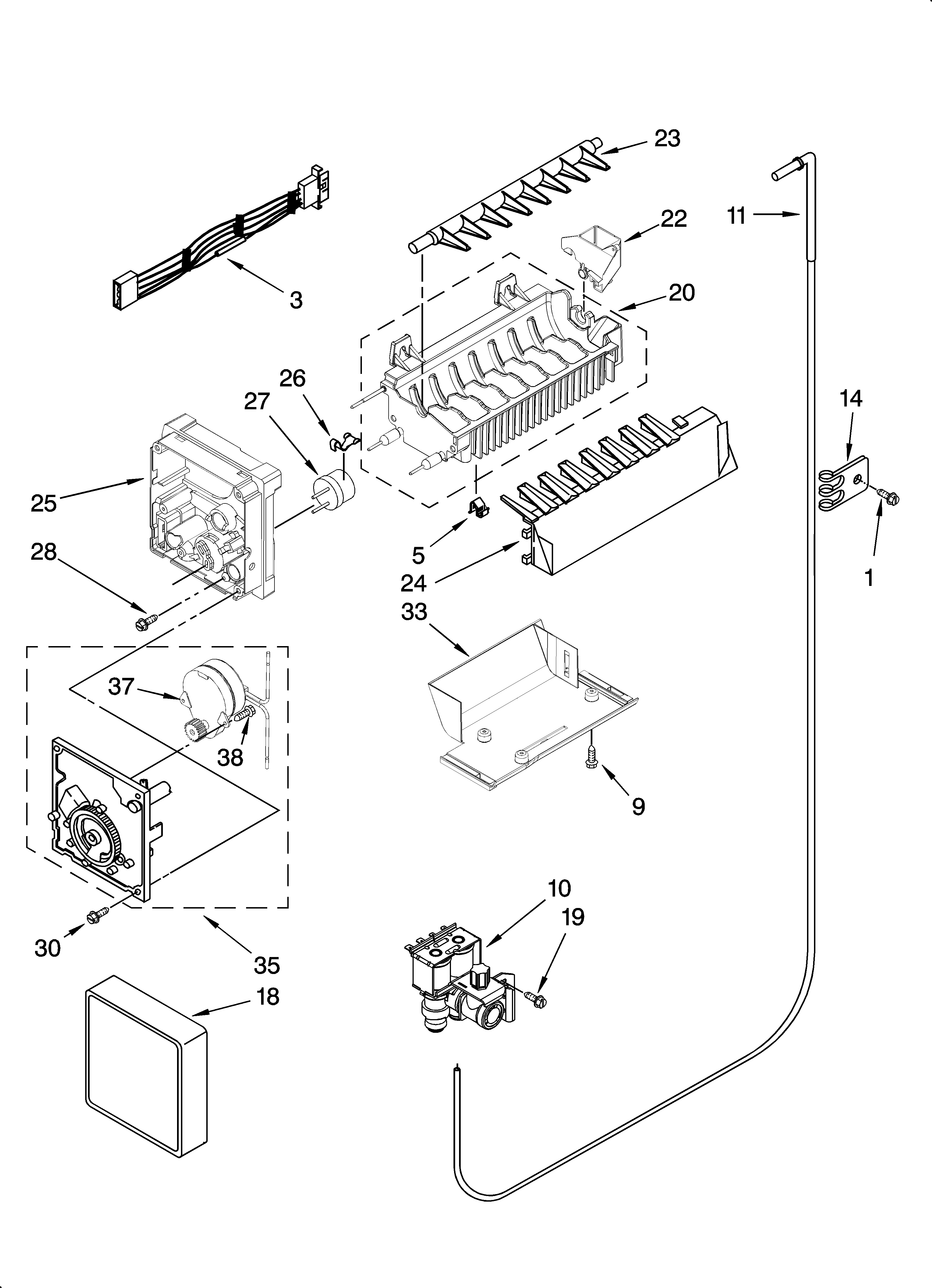 Icemaker parts, optional parts (not included)