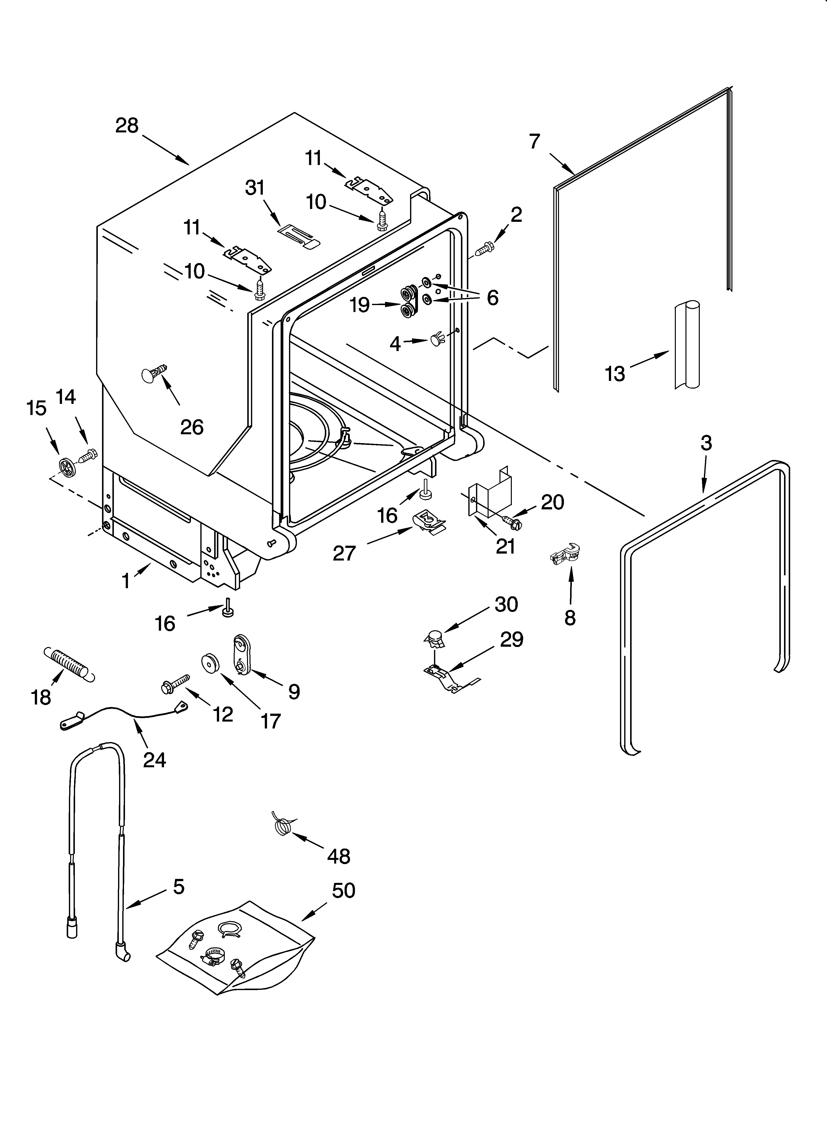 Tub and frame parts