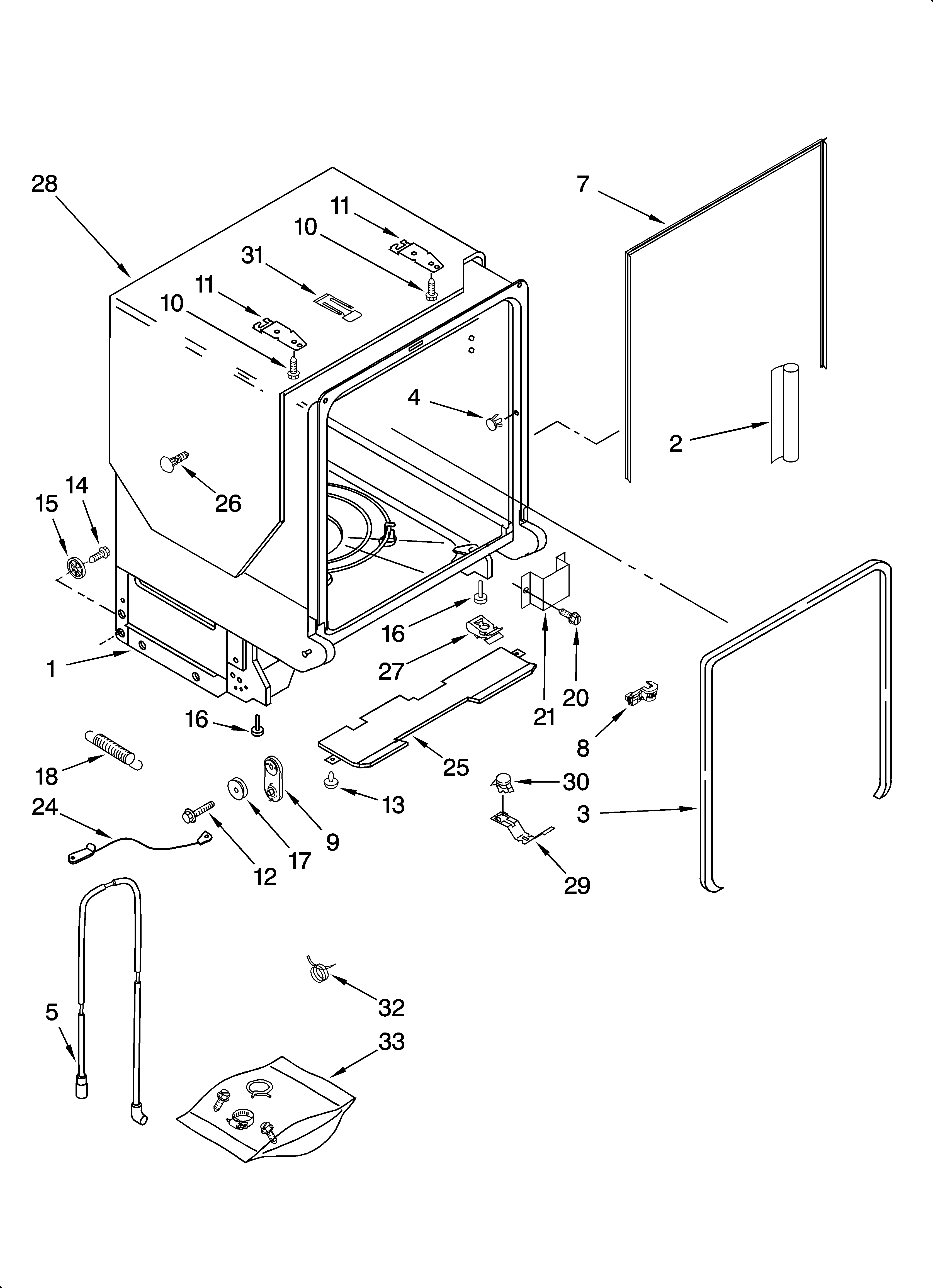 TUB AND FRAME PARTS