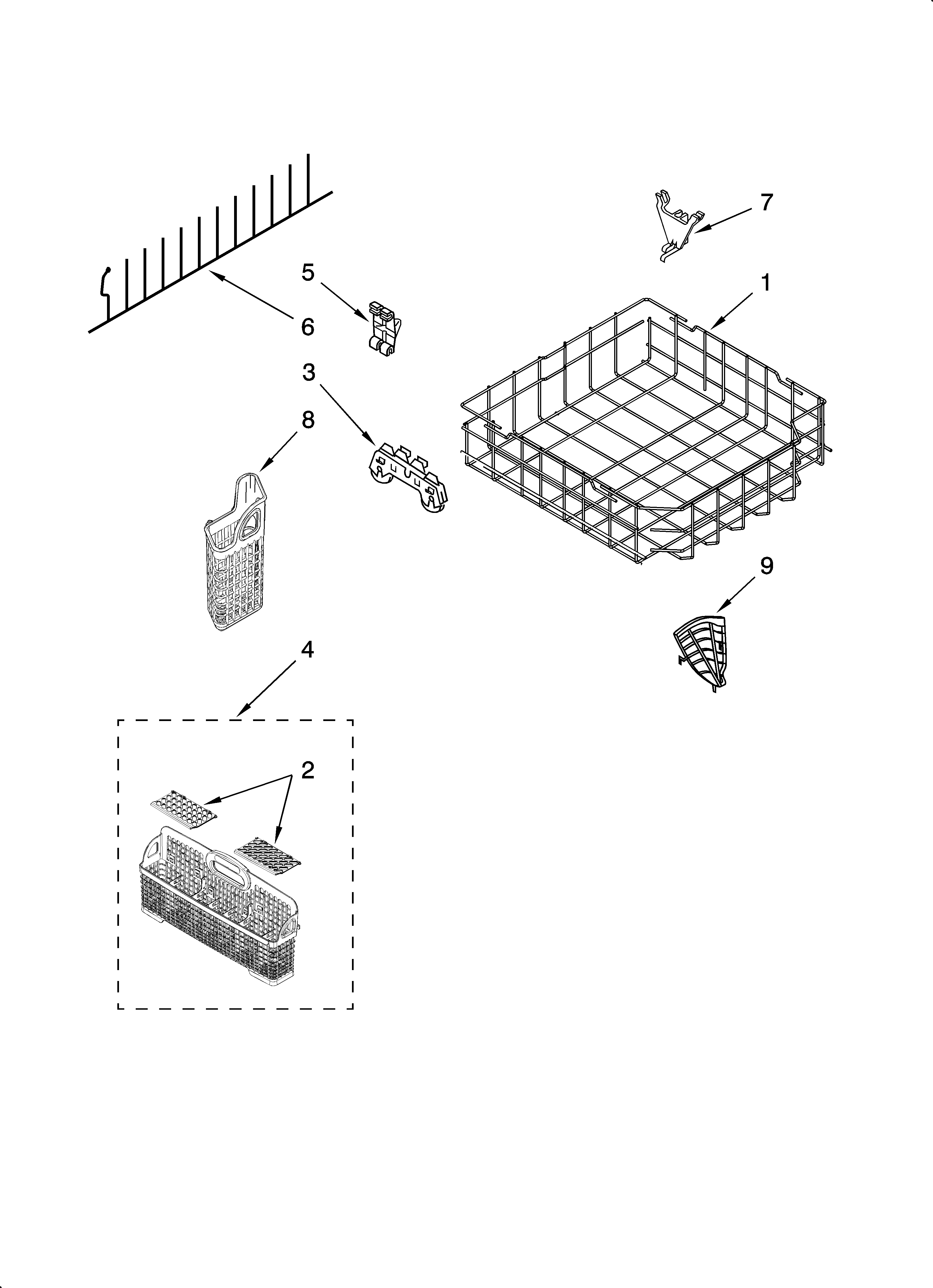 LOWER RACK PARTS, OPTIONAL PARTS (NOT INCLUDED)