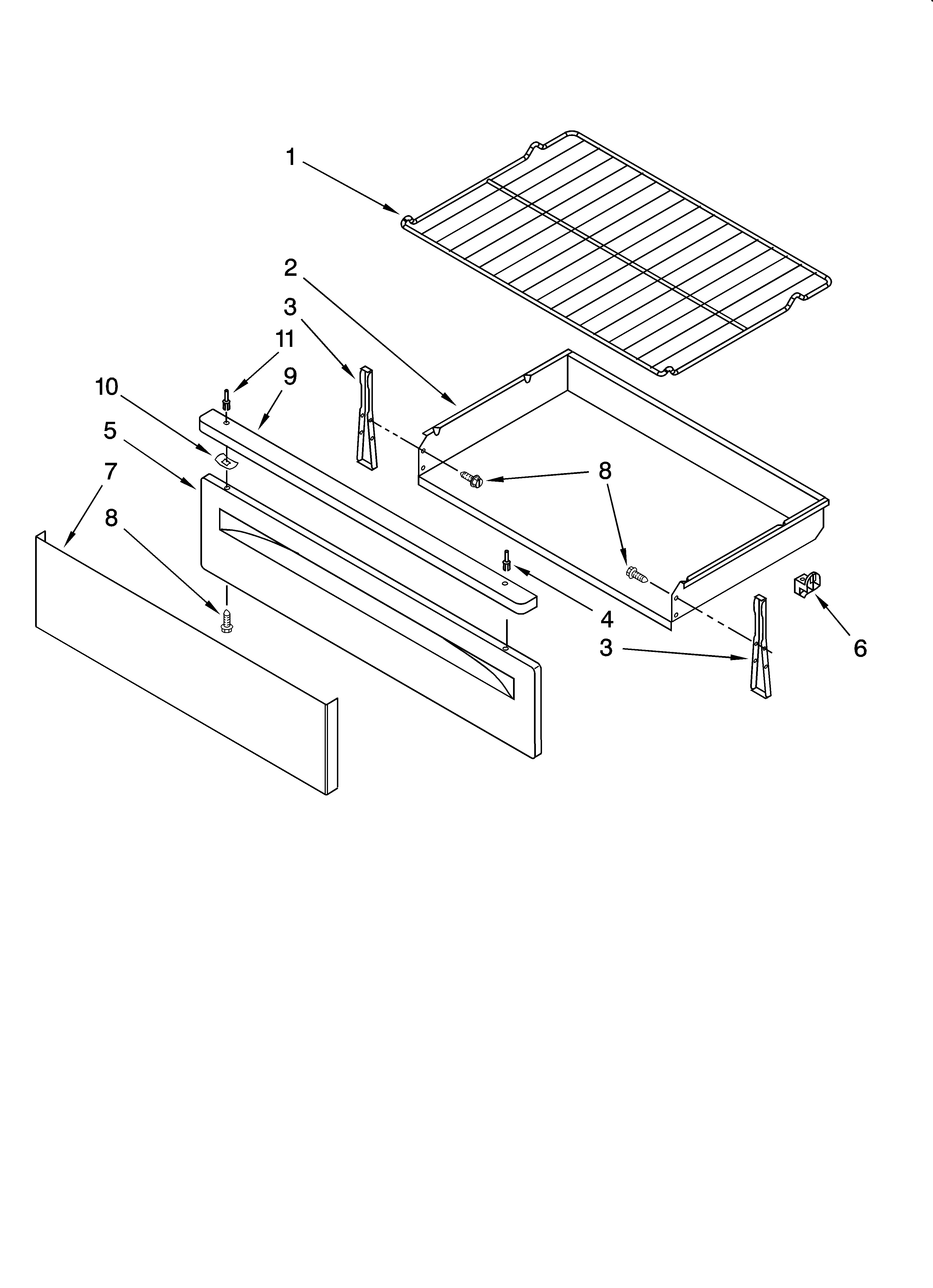 Drawer & broiler parts, optional parts