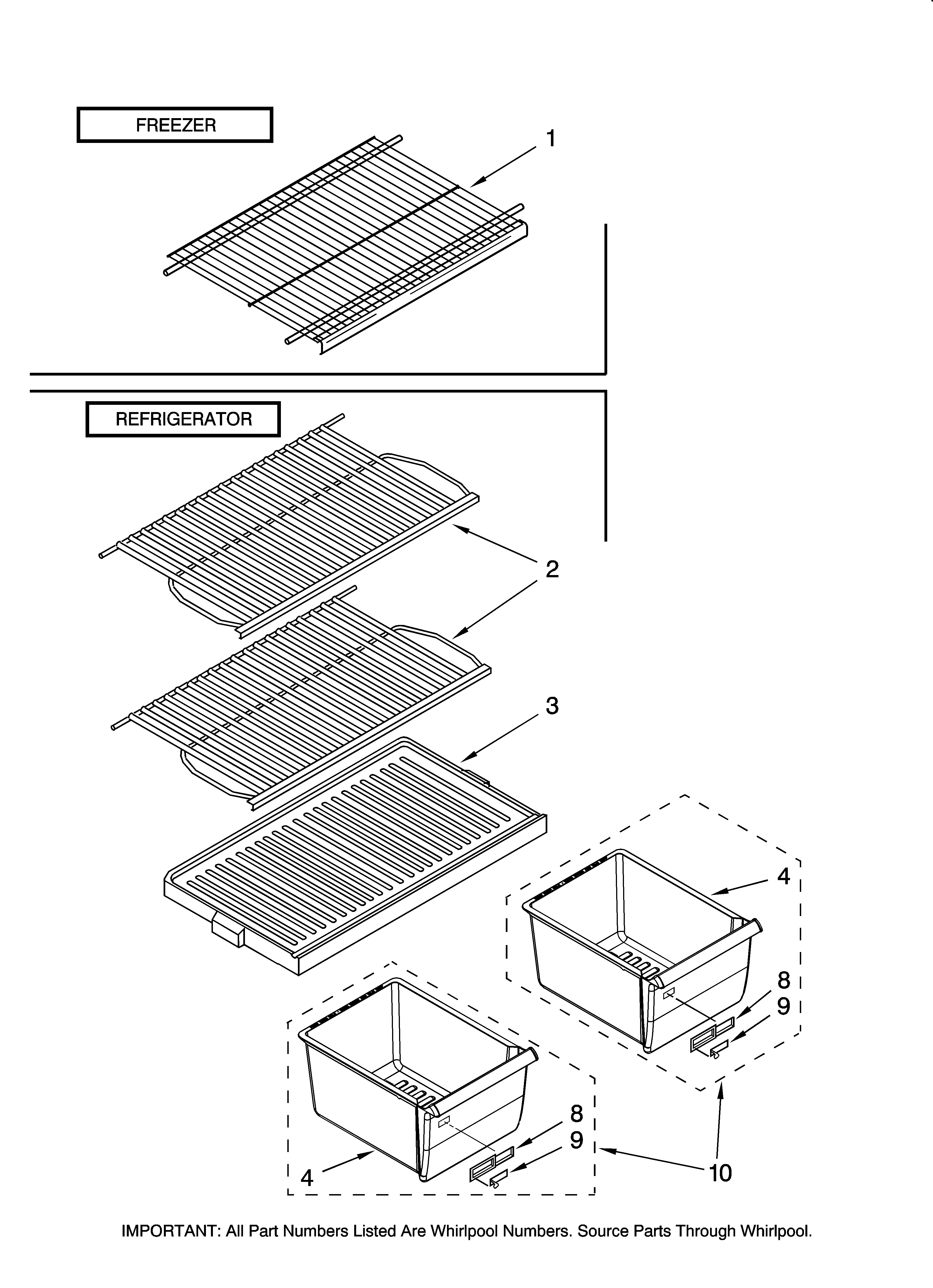 SHELF PARTS, OPTIONAL PARTS (NOT INCLUDED)