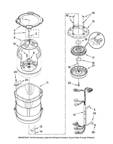 Motor, basket and tub parts
