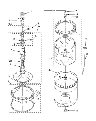 Agitator, basket and tub parts