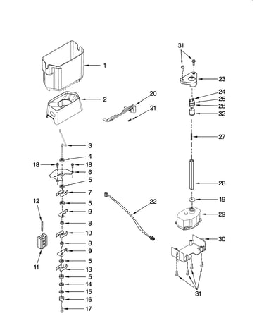 Motor and ice container parts