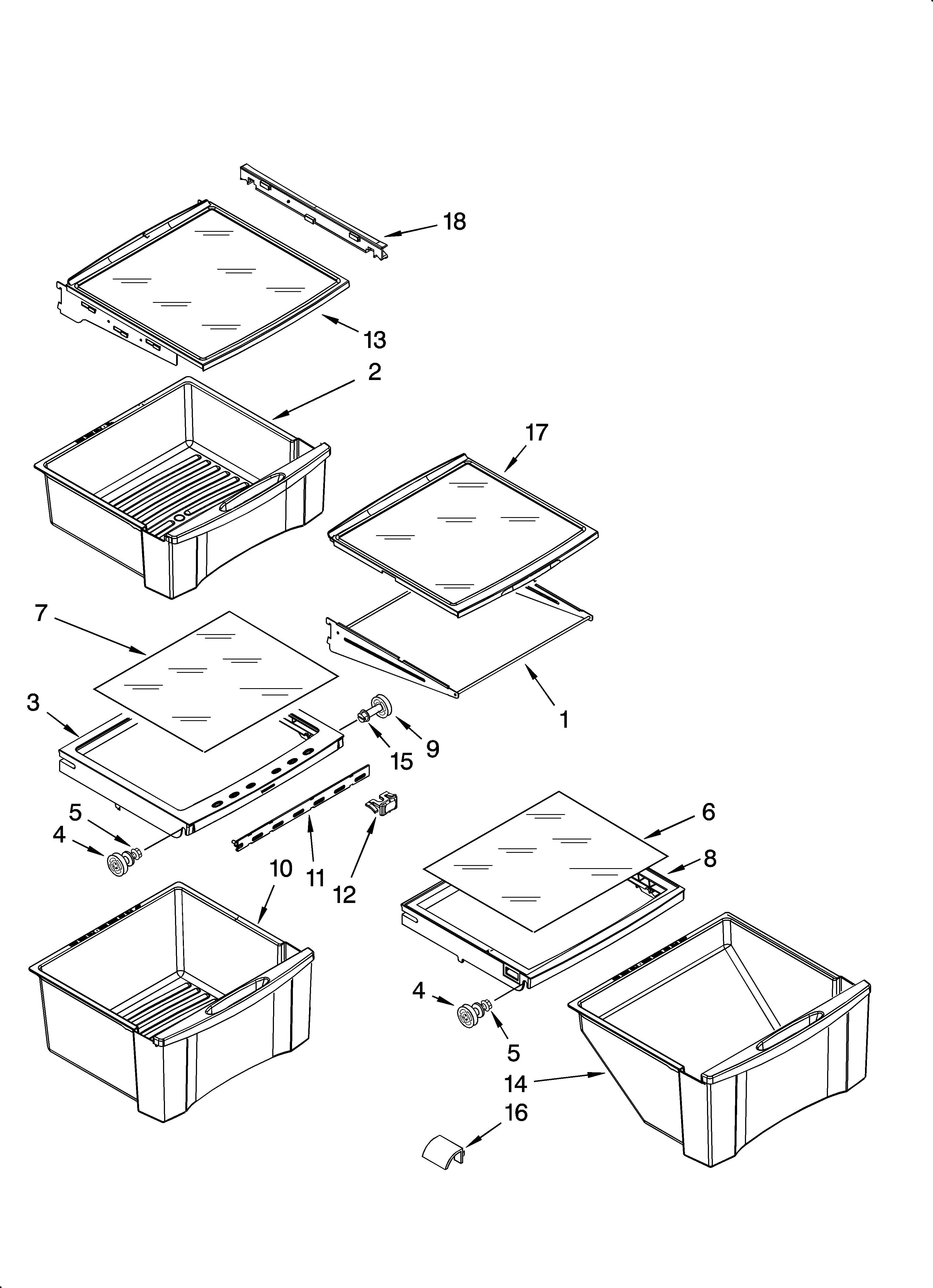 Refrigerator shelf parts