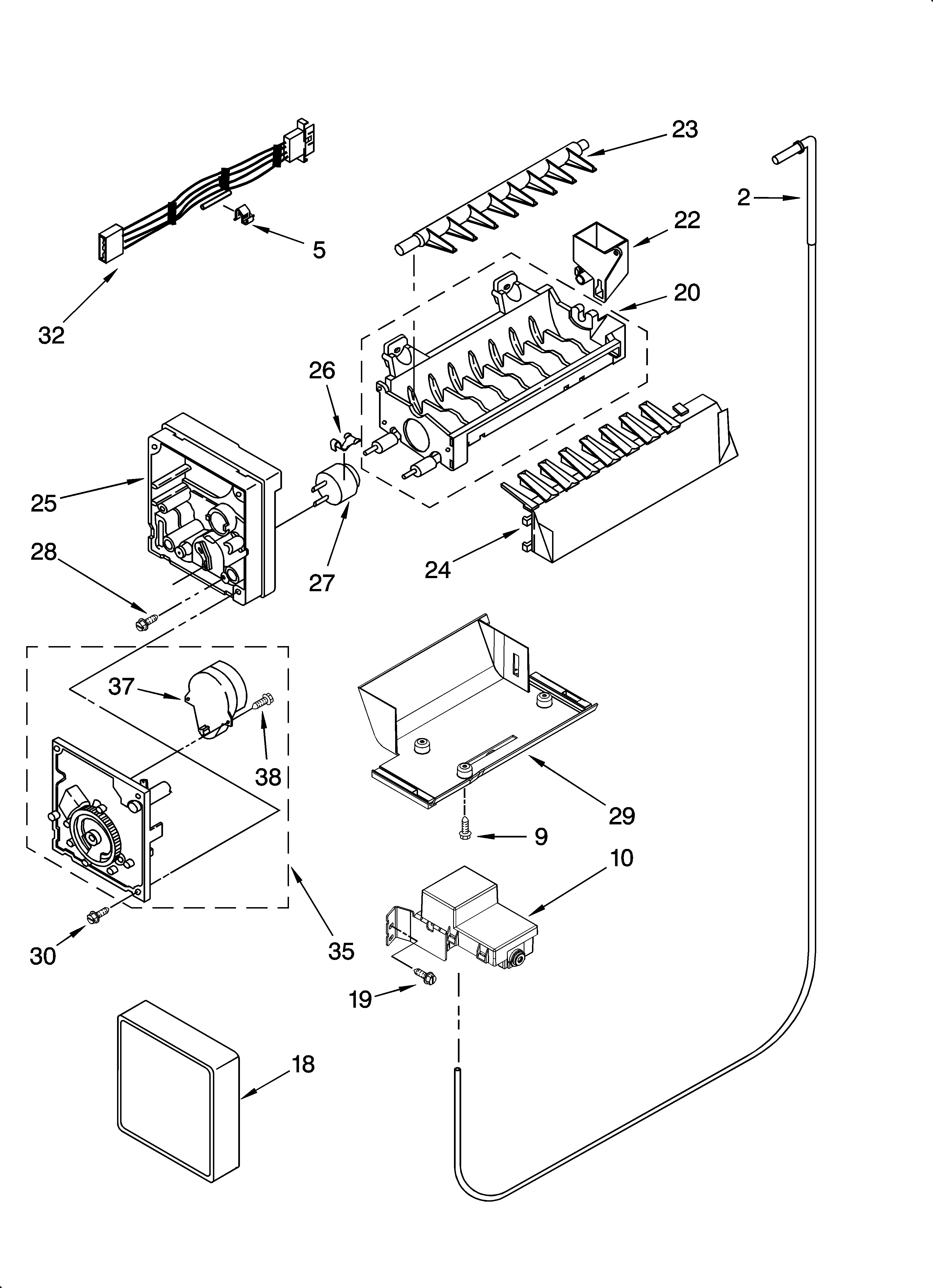 Icemaker parts, optional parts (not included)