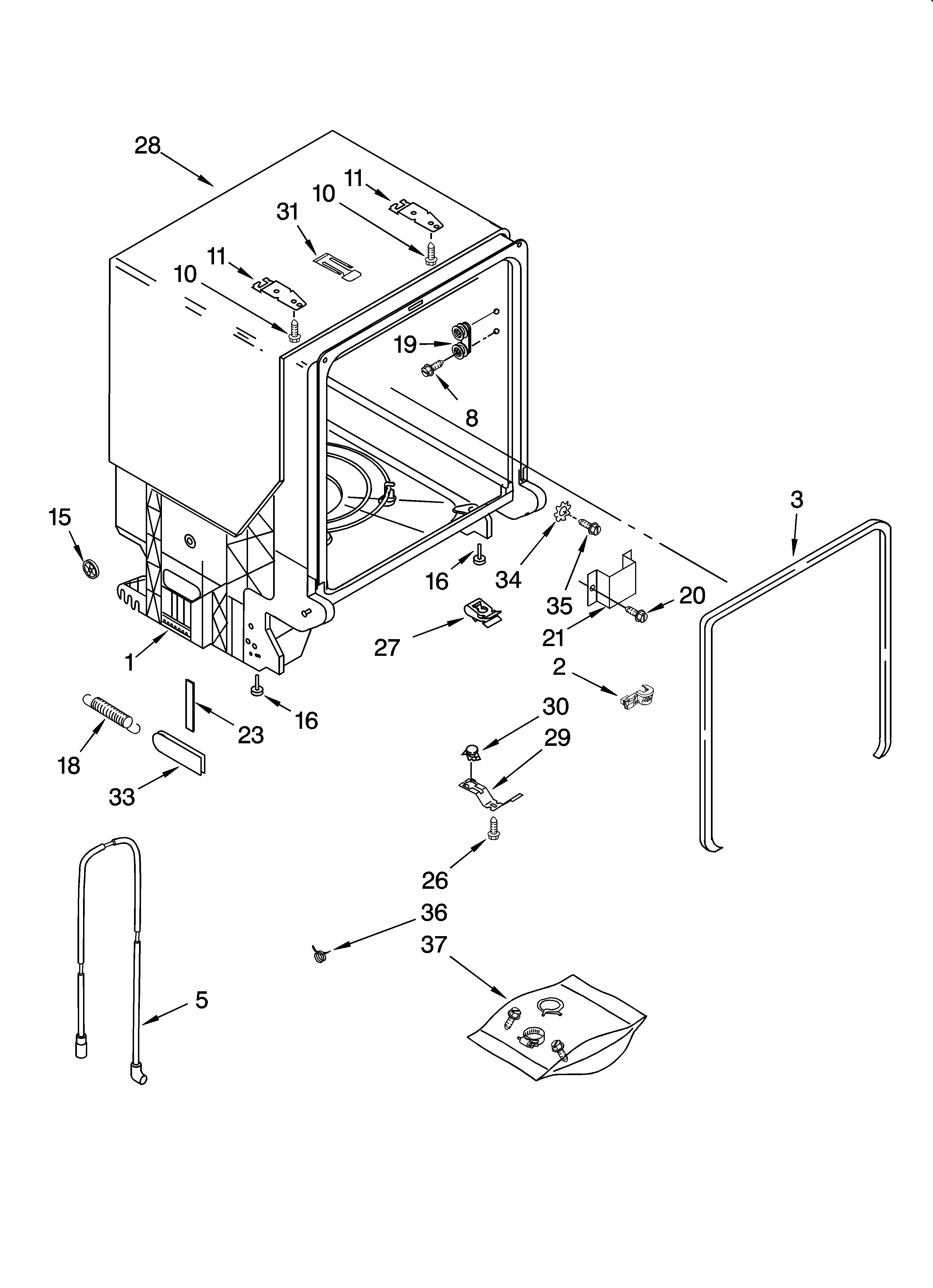 Tub and frame parts