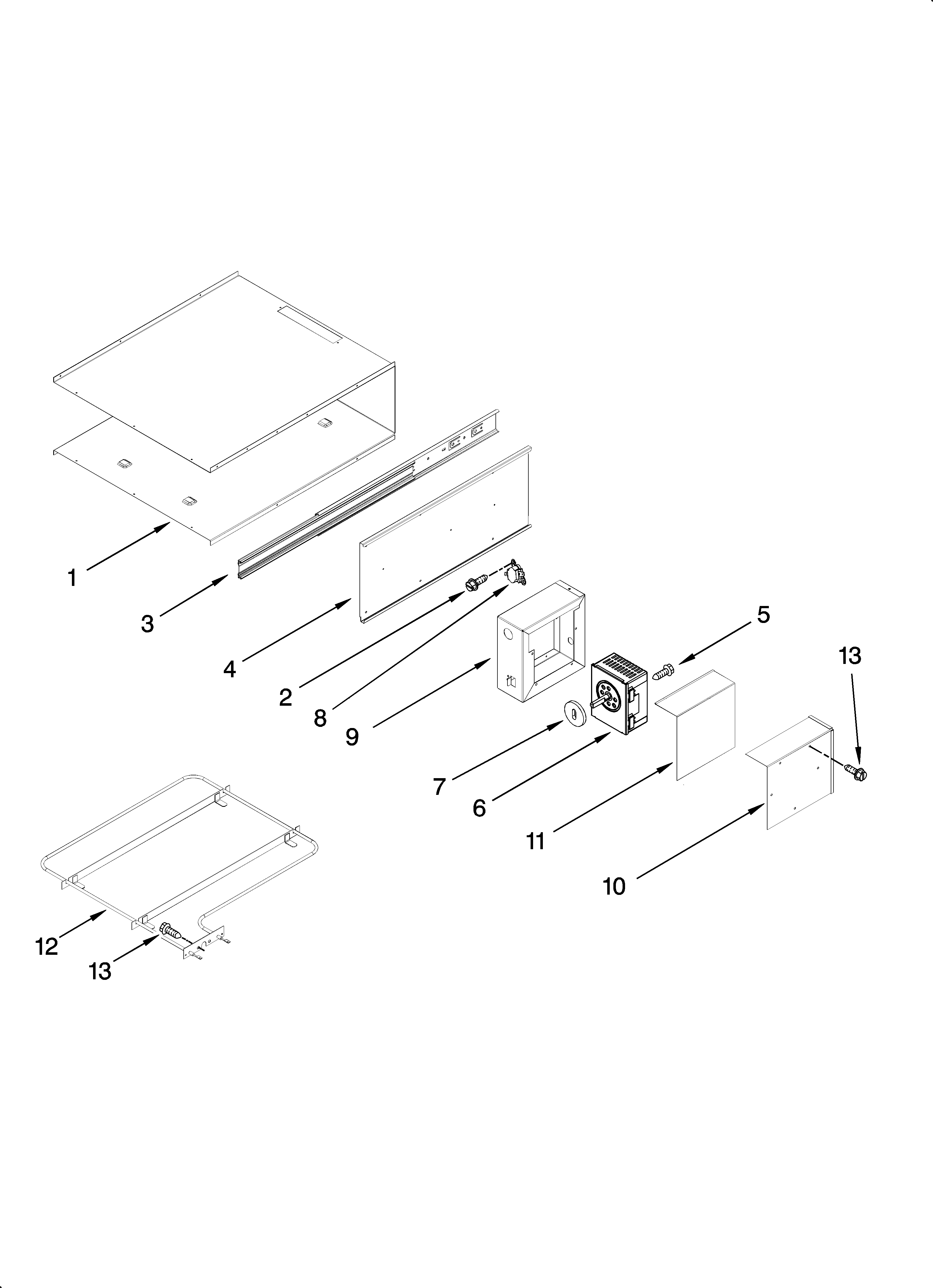 Internal warming drawer parts