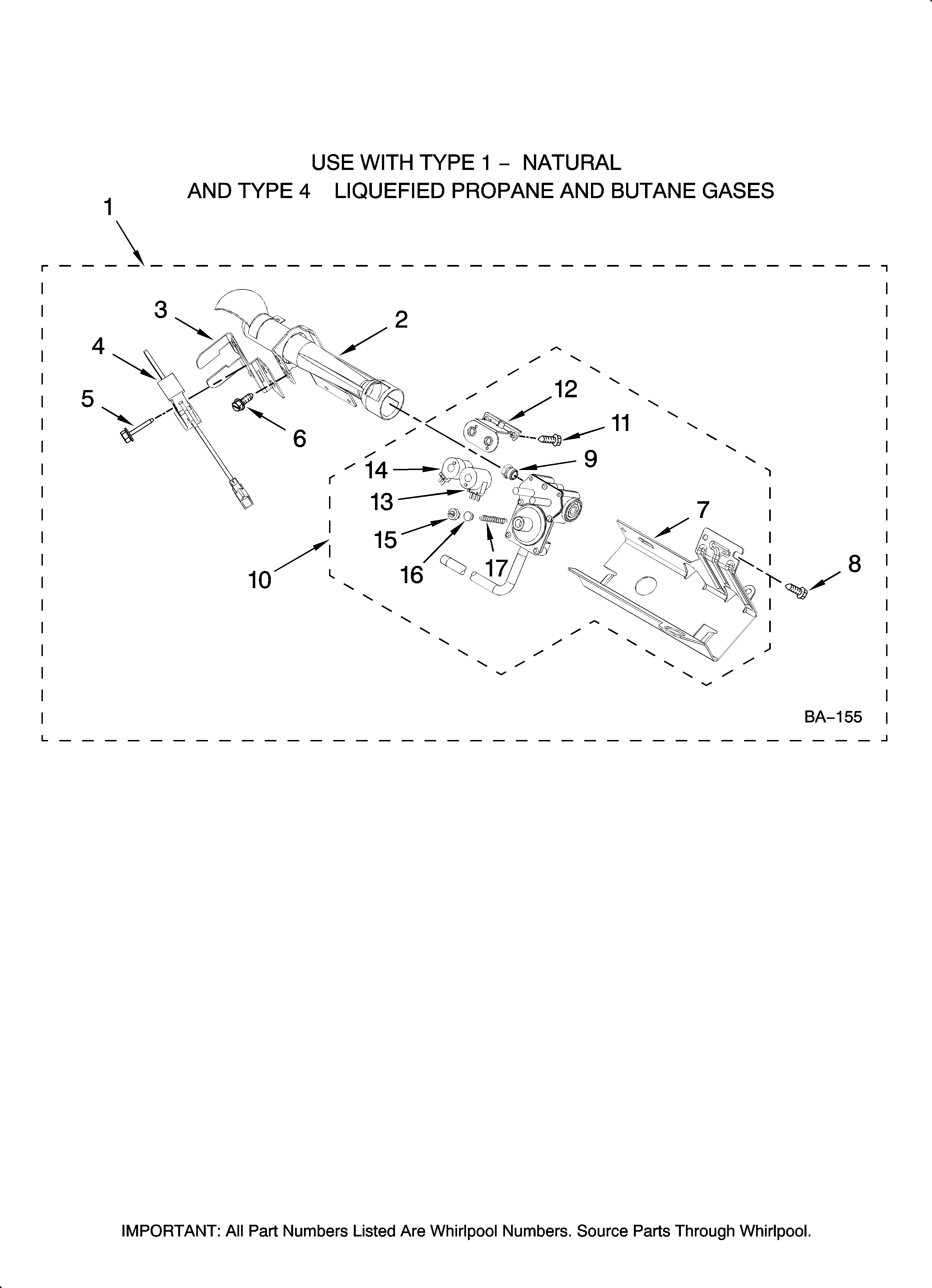 8557890 BURNER ASSEMBLY, OPTIONAL PARTS (NOT INCLUDED)