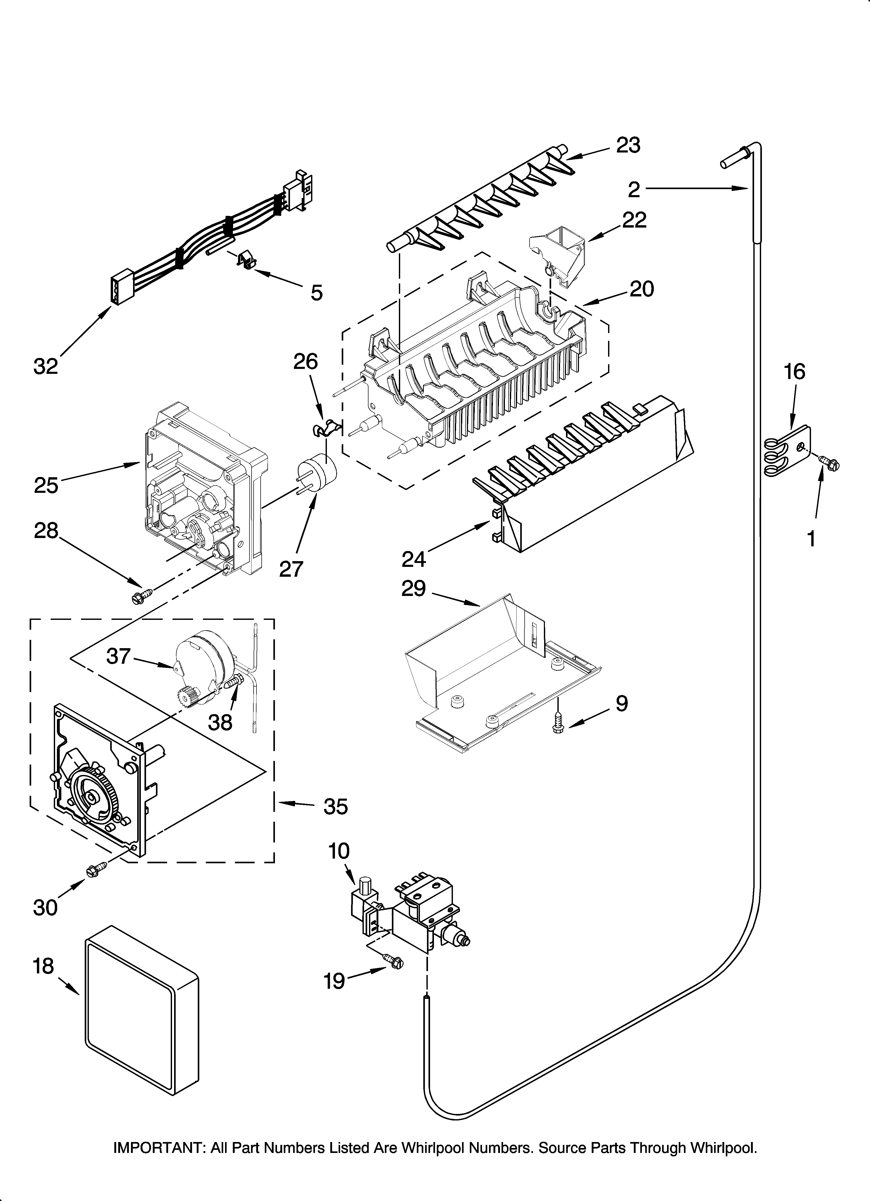 Icemaker parts, optional parts (not included)