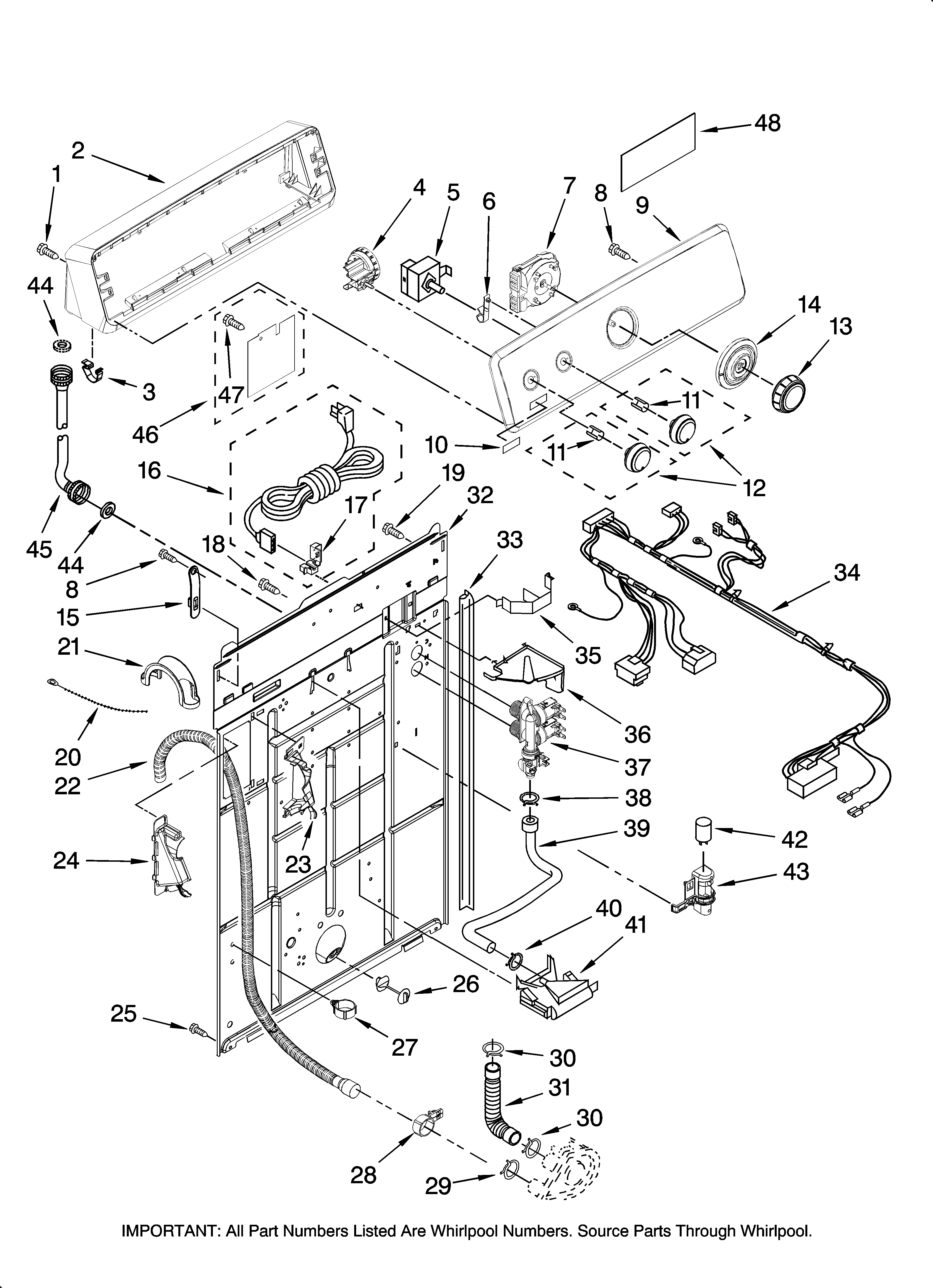 Controls and rear panel parts