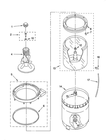 Agitator, basket and tub parts