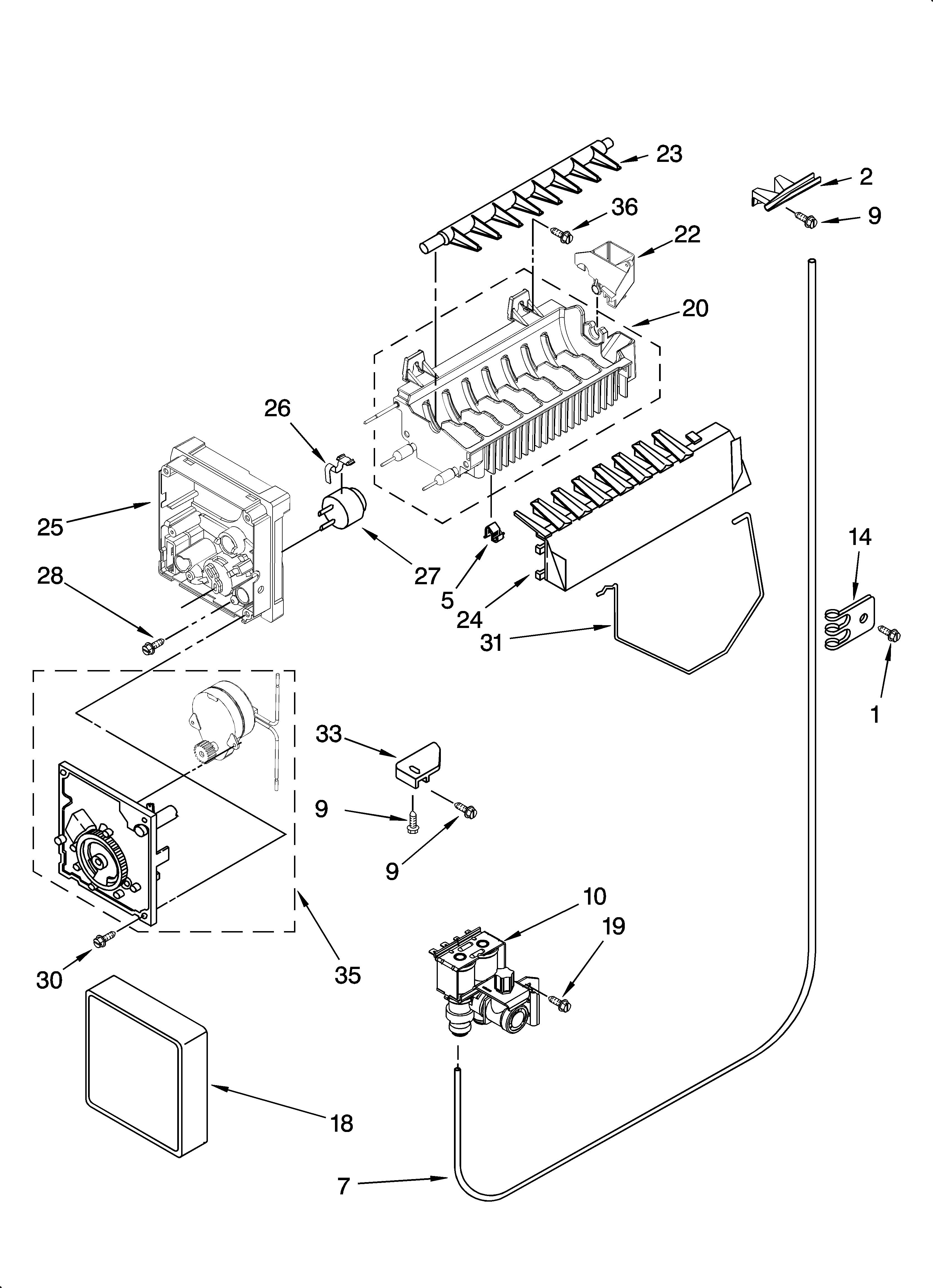 Icemaker parts, optional parts (not included)