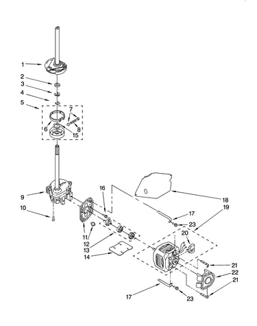 Brake, clutch, gearcase, motor and pump parts