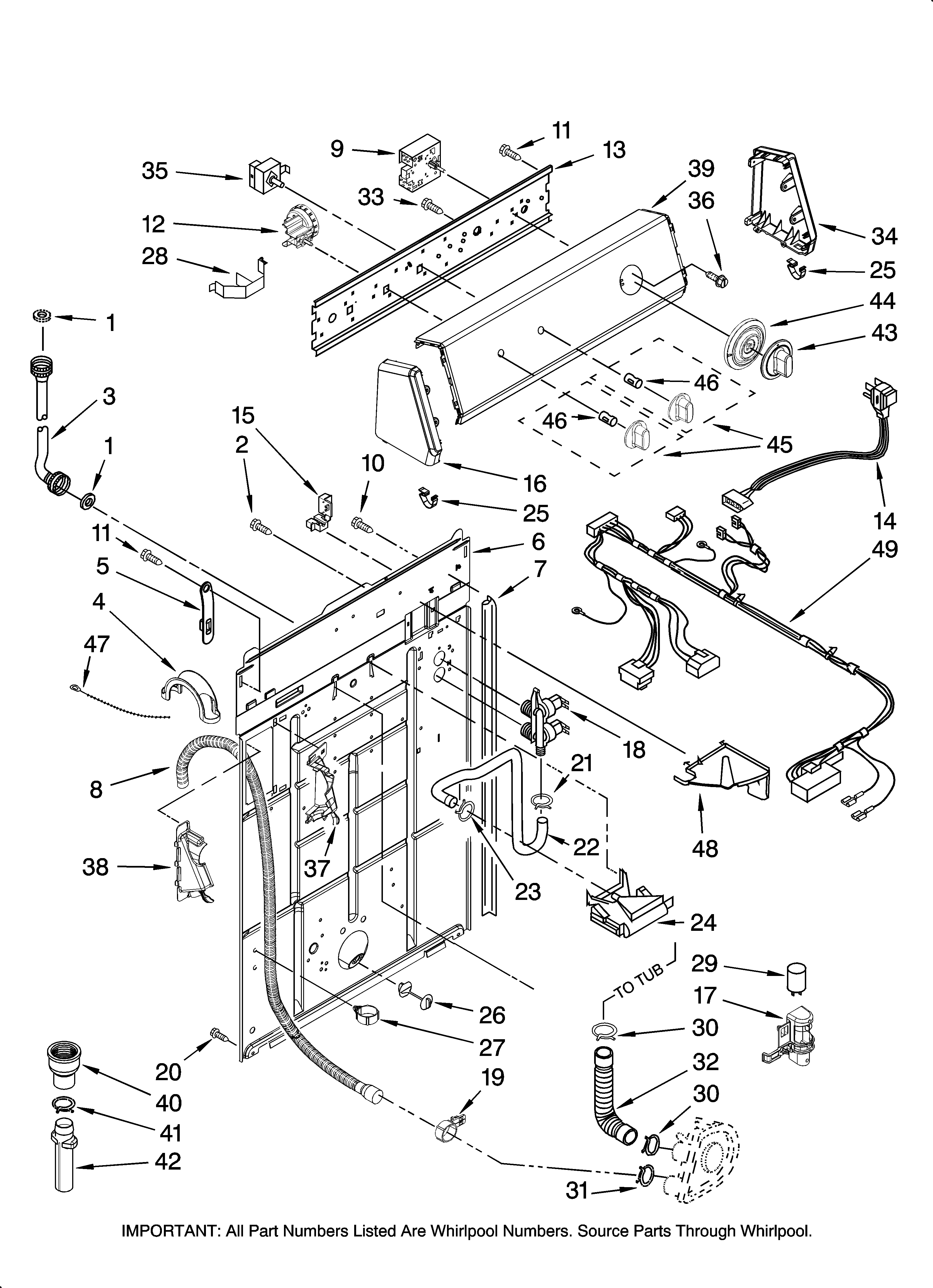 Controls and rear panel parts