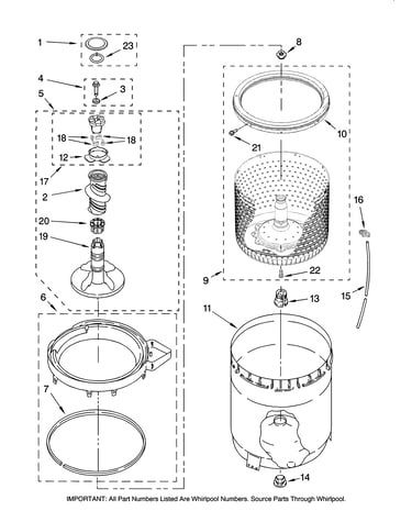 Agitator, basket and tub parts