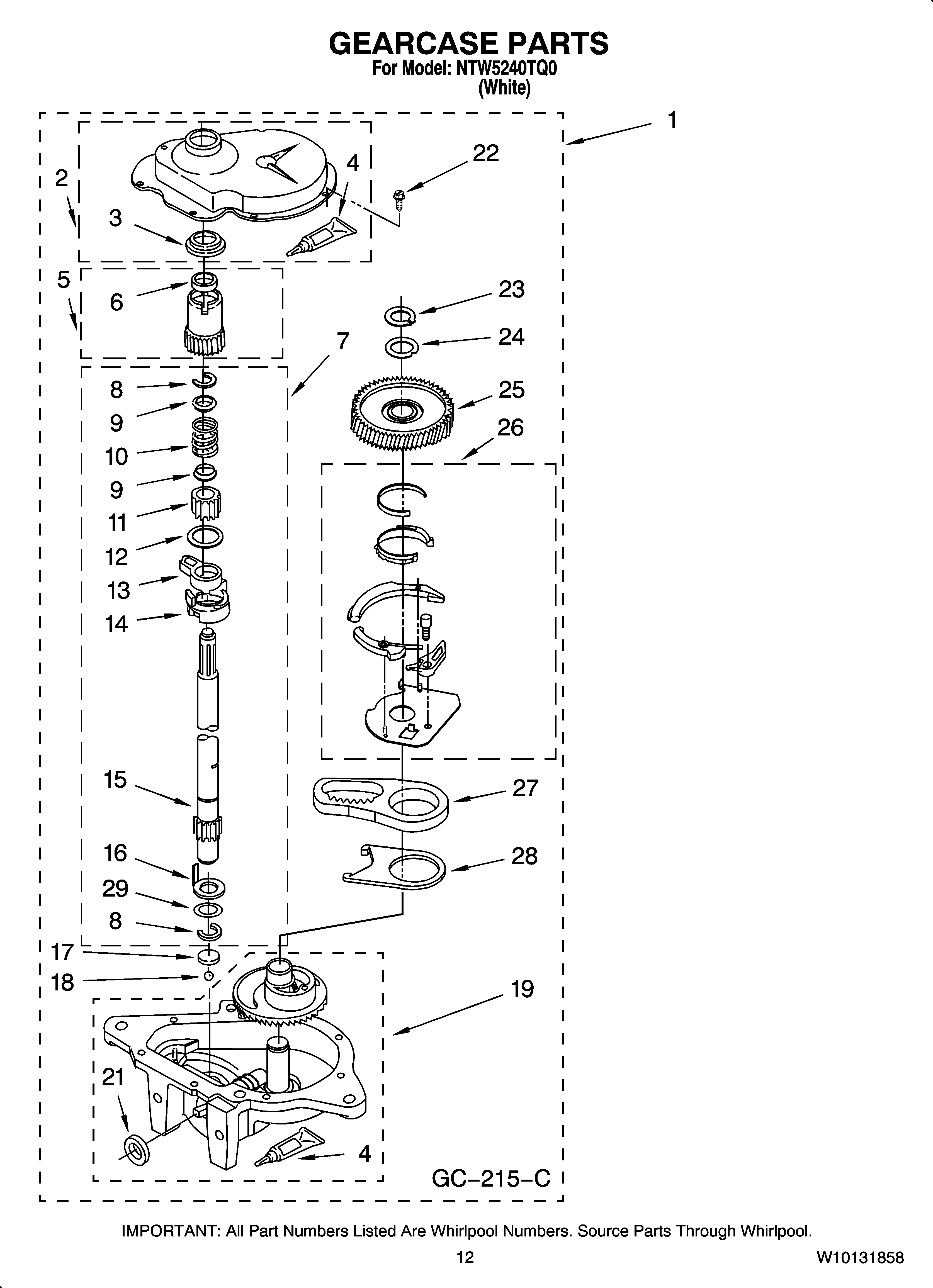 GEARCASE PARTS, OPTIONAL PARTS (NOT INCLUDED)