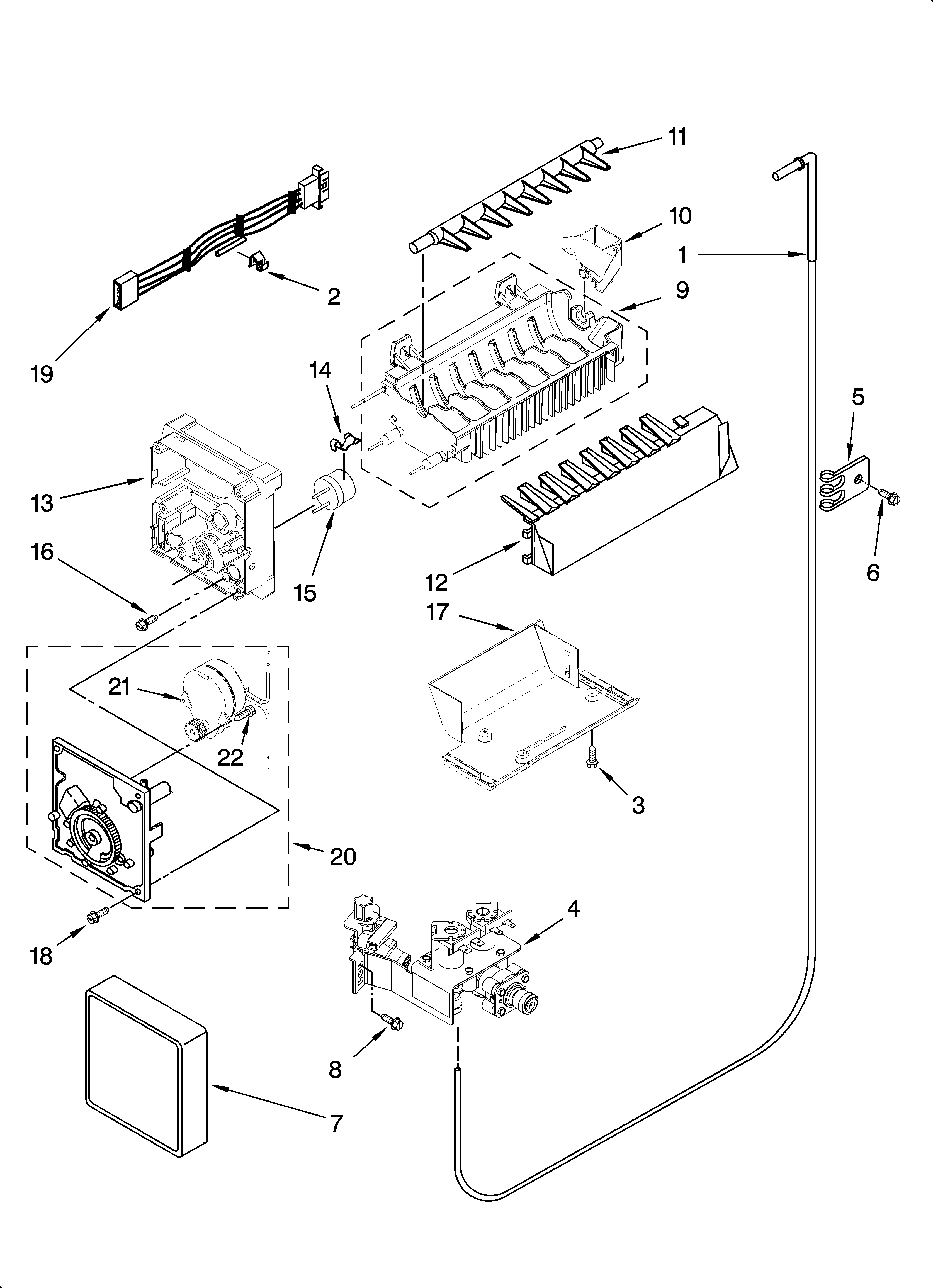 Icemaker parts, optional parts (not included)