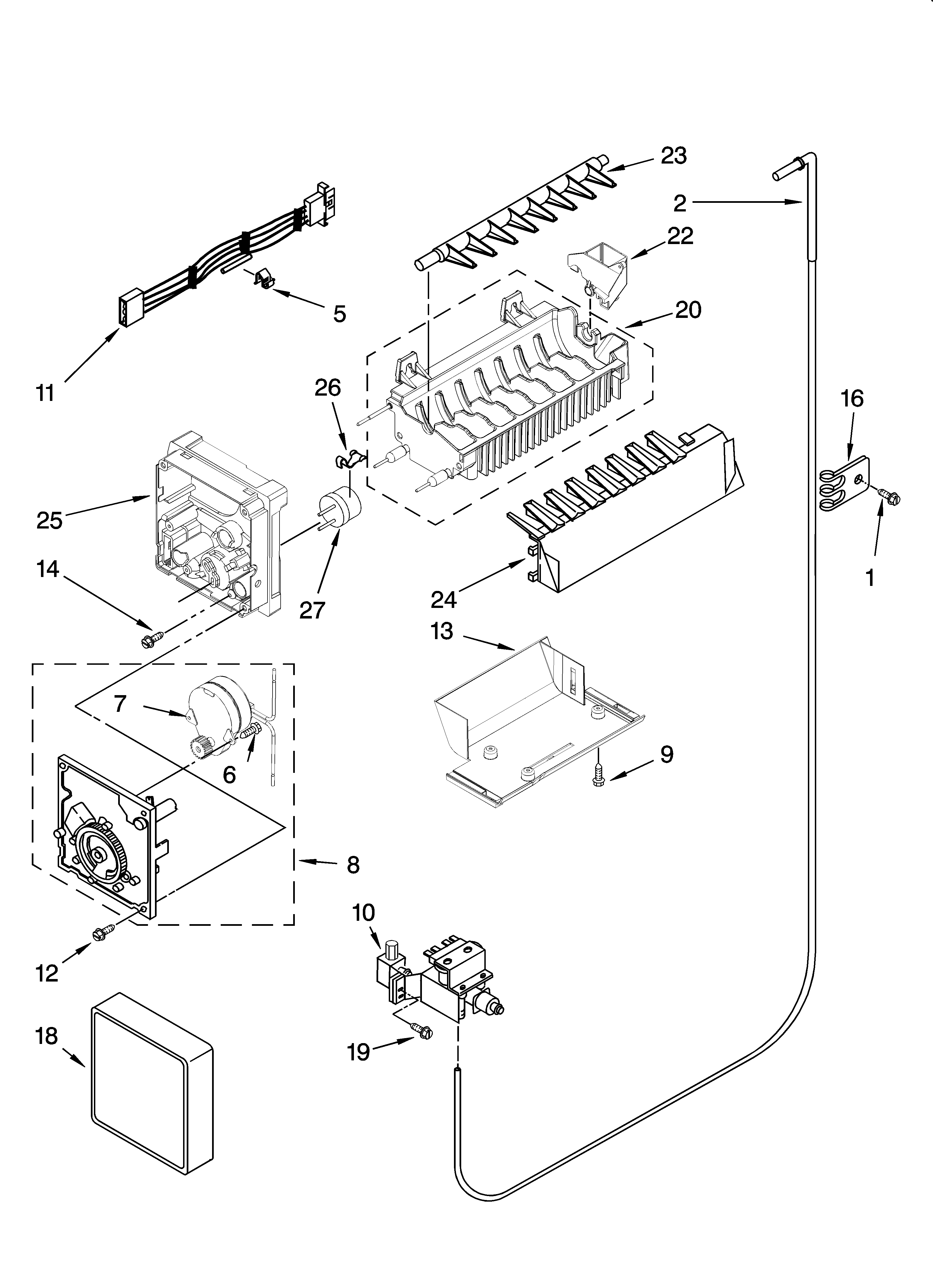 Icemaker parts, optional parts (not included)