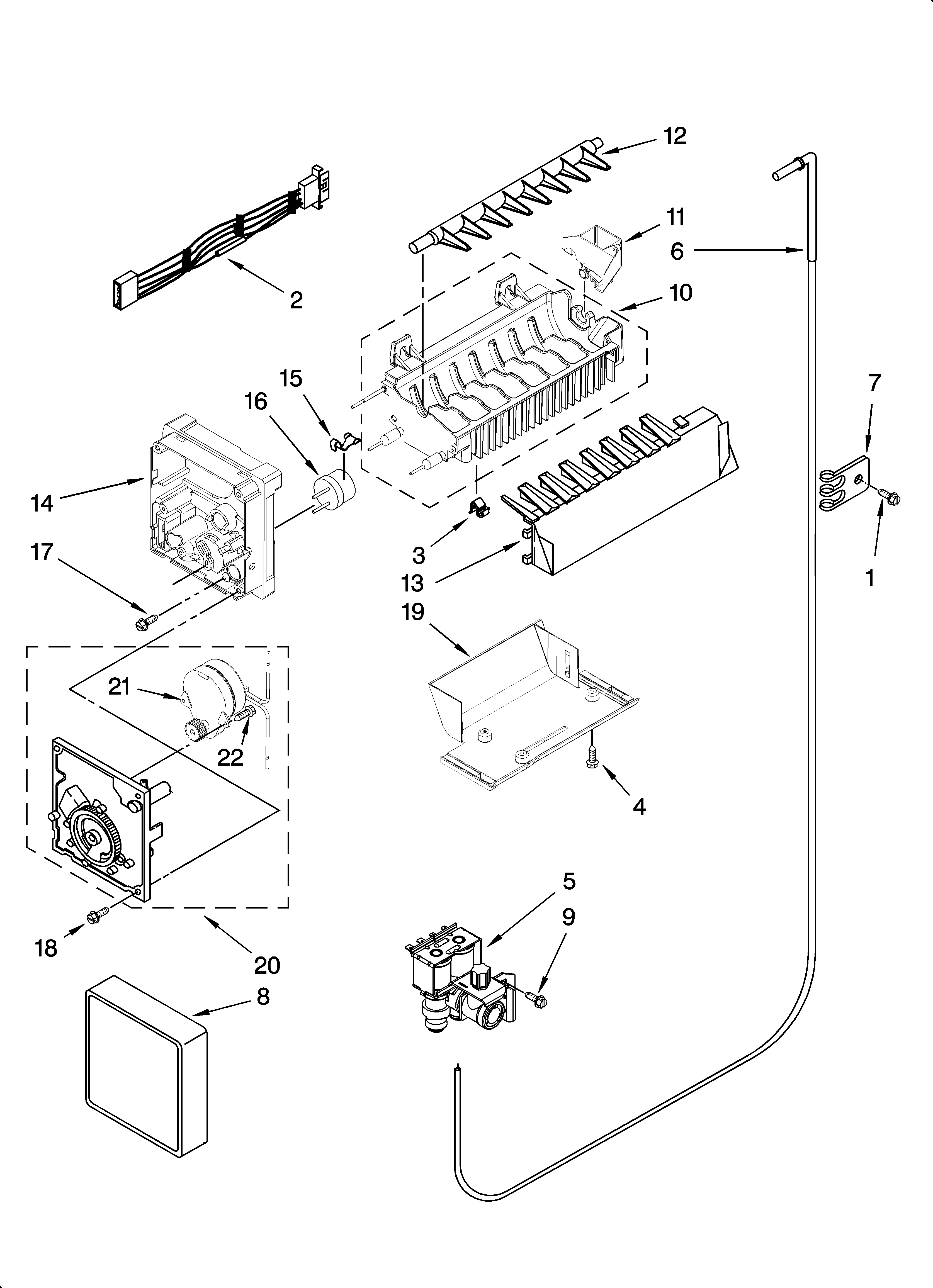 Icemaker parts, optional parts (not included)