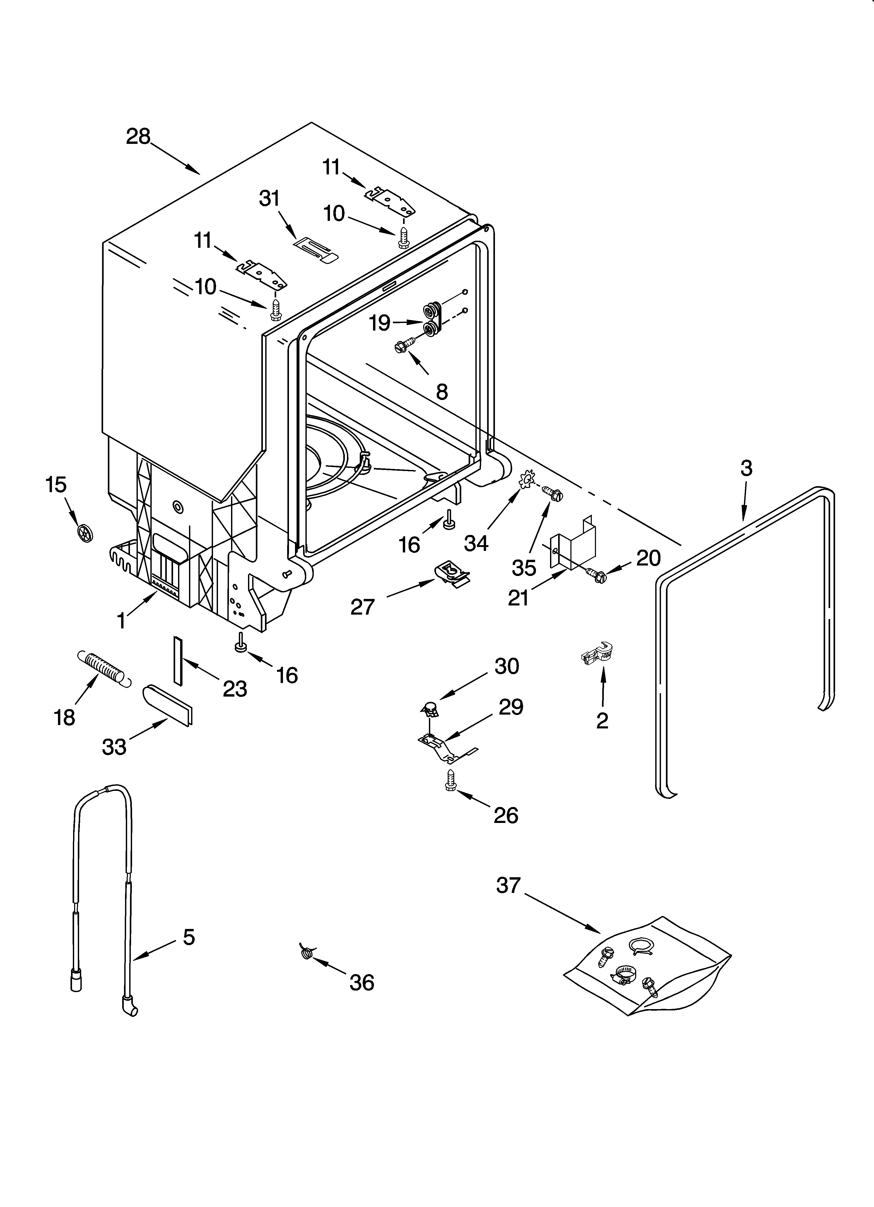 TUB AND FRAME PARTS