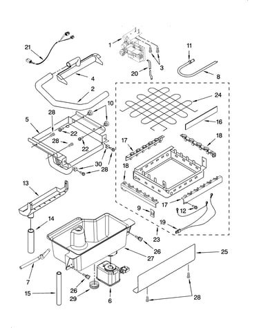 Evaporator, ice cutter grid and water parts