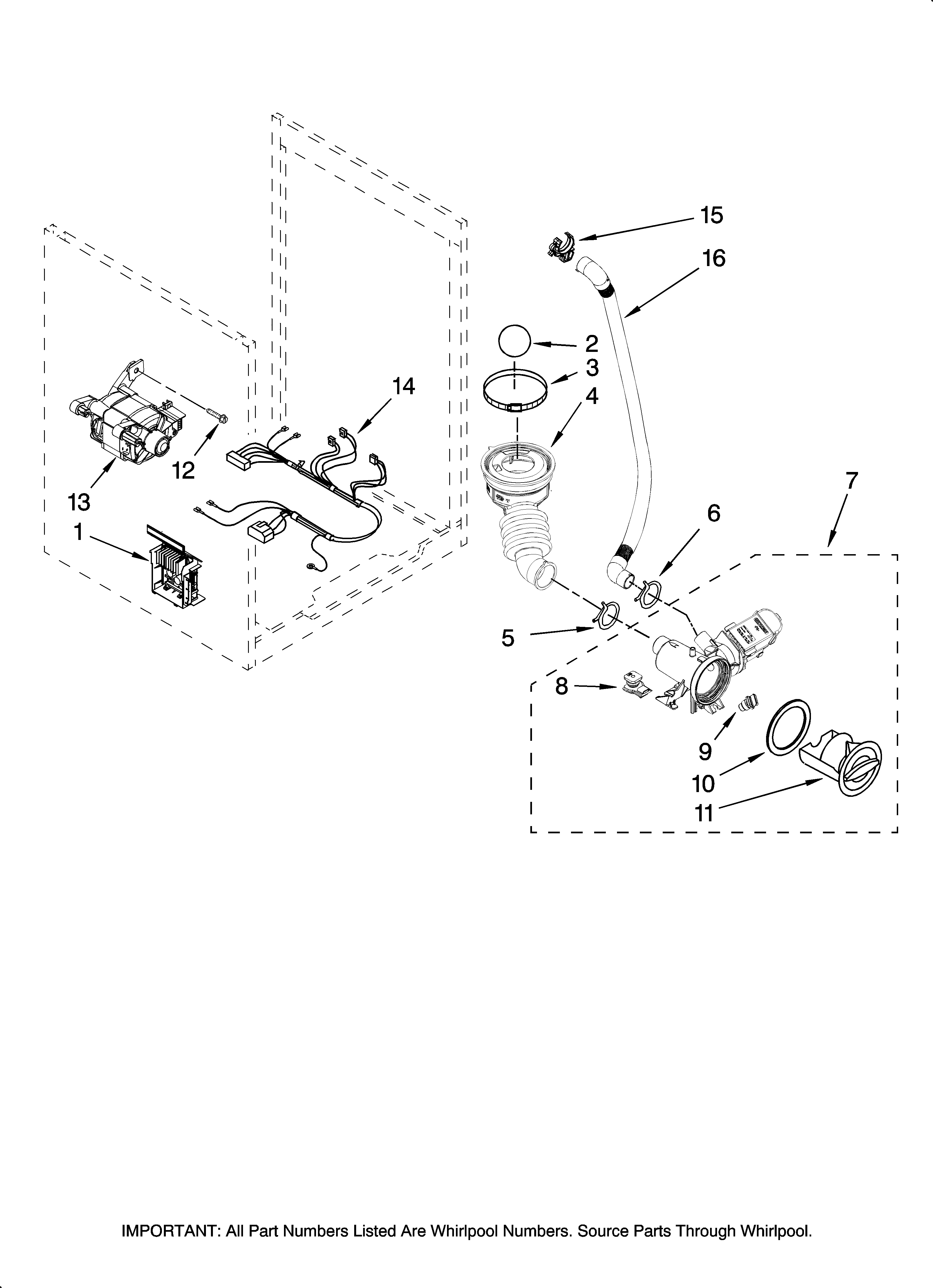 Pump and motor parts, optional parts (not included)