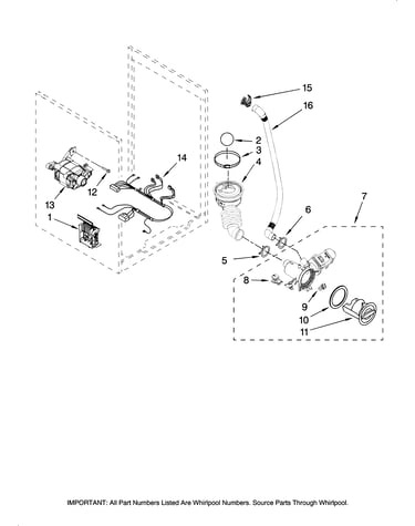 Pump and motor parts, optional parts (not included)