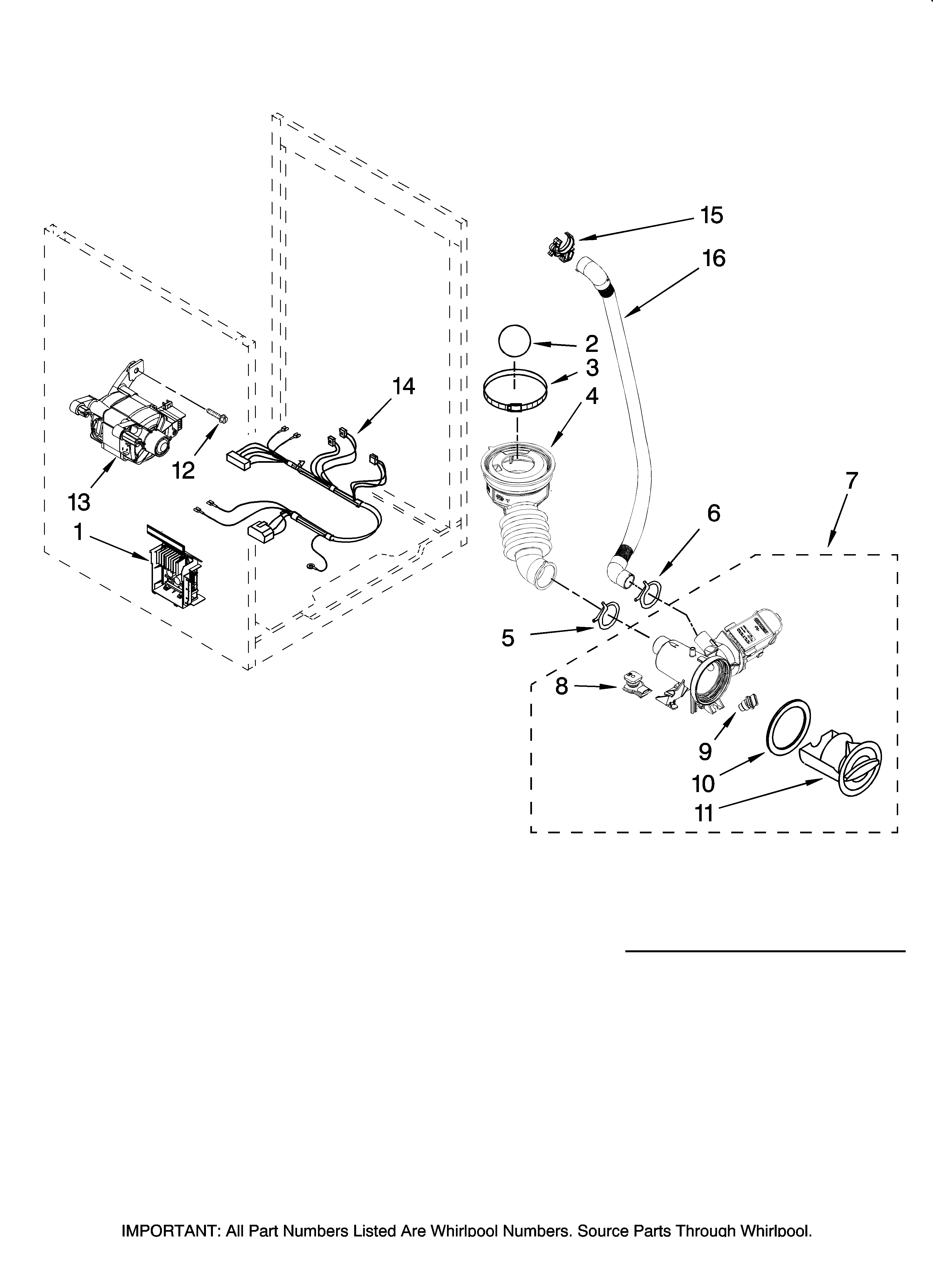 Pump and motor parts, optional parts (not included)