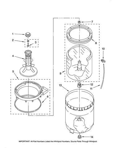 Agitator, basket and tub parts