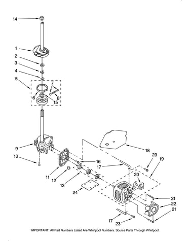 Brake, clutch, gearcase, motor and pump parts