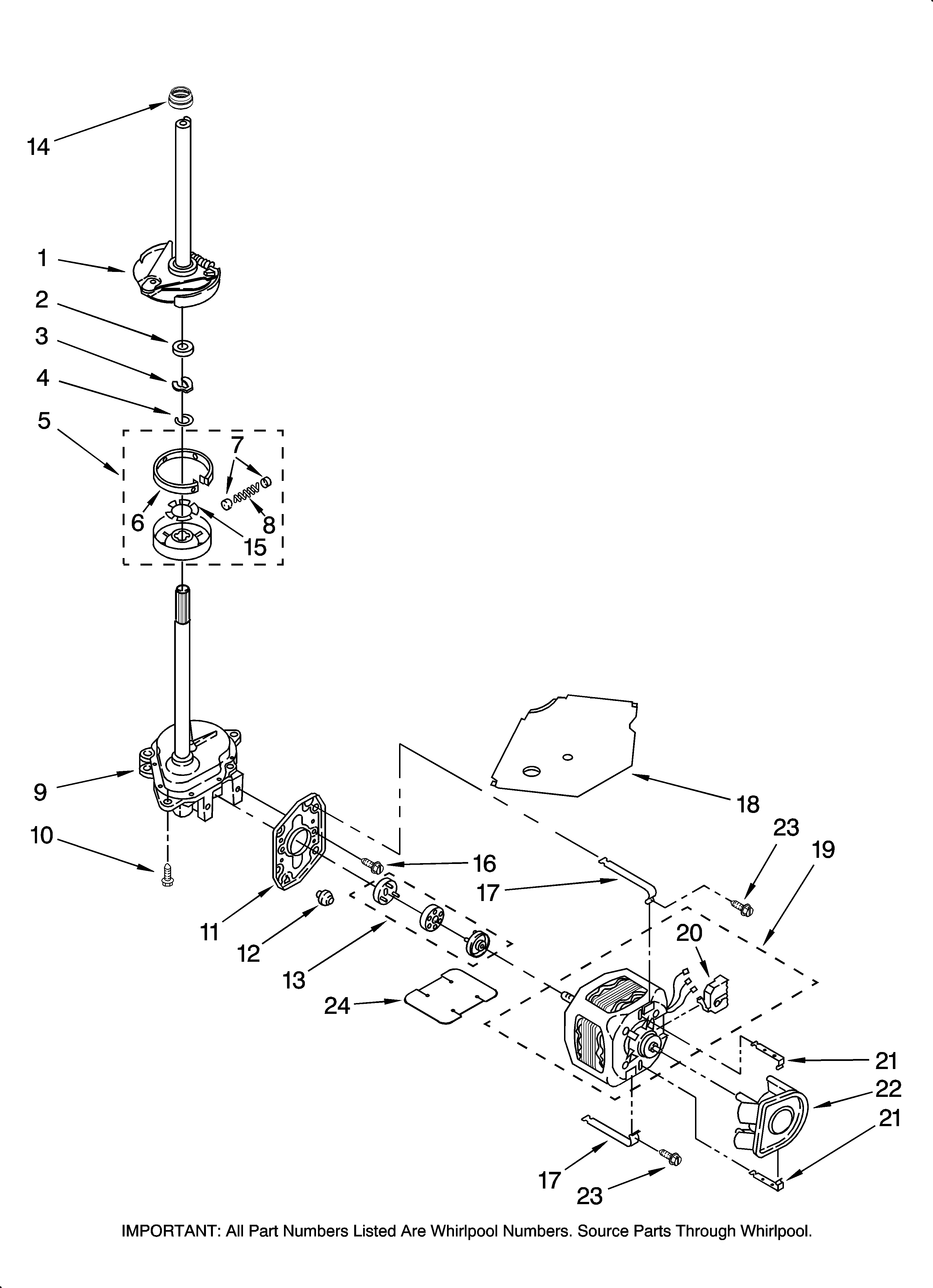 Brake, clutch, gearcase, motor and pump parts