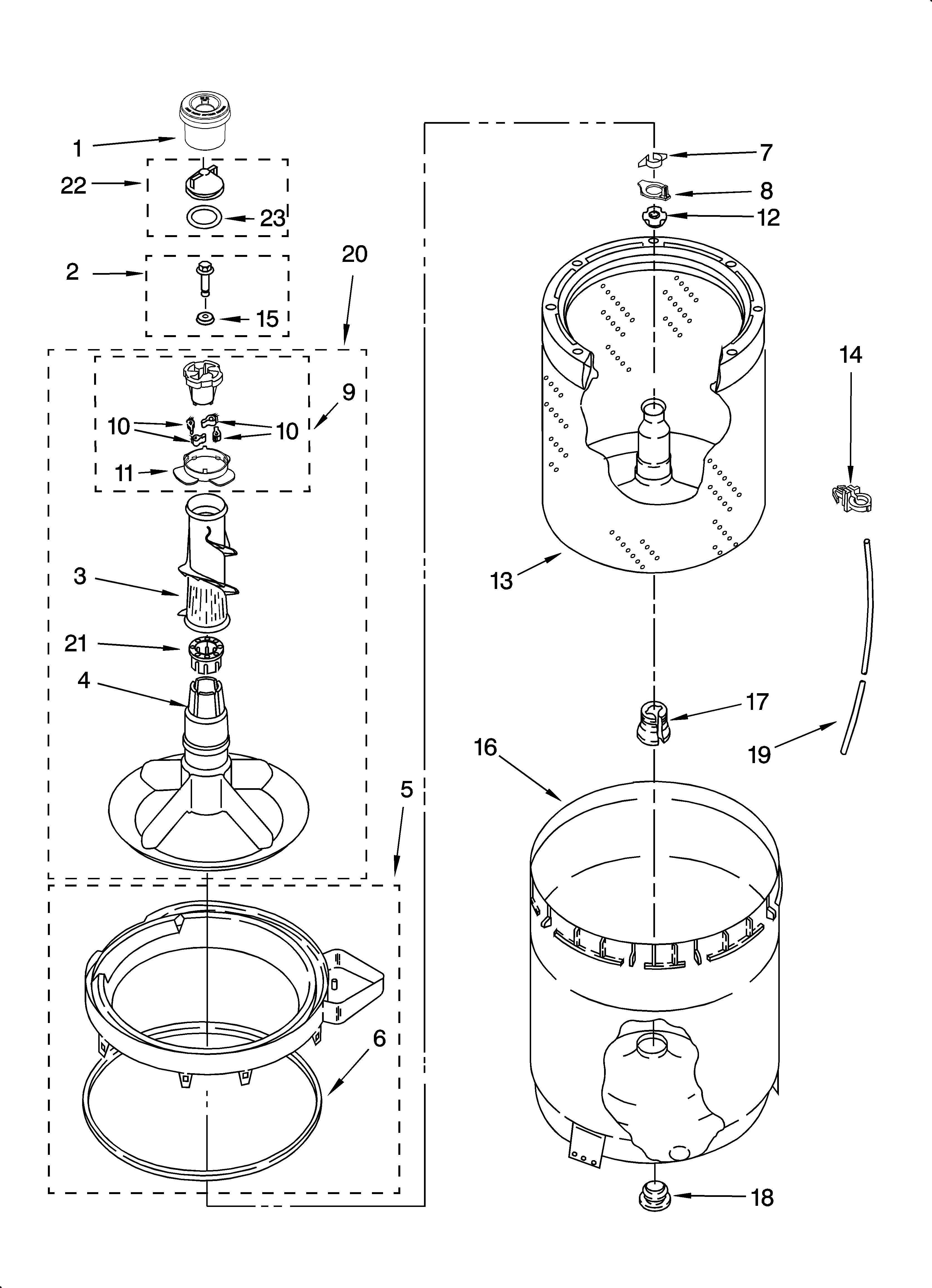 Agitator, basket and tub parts